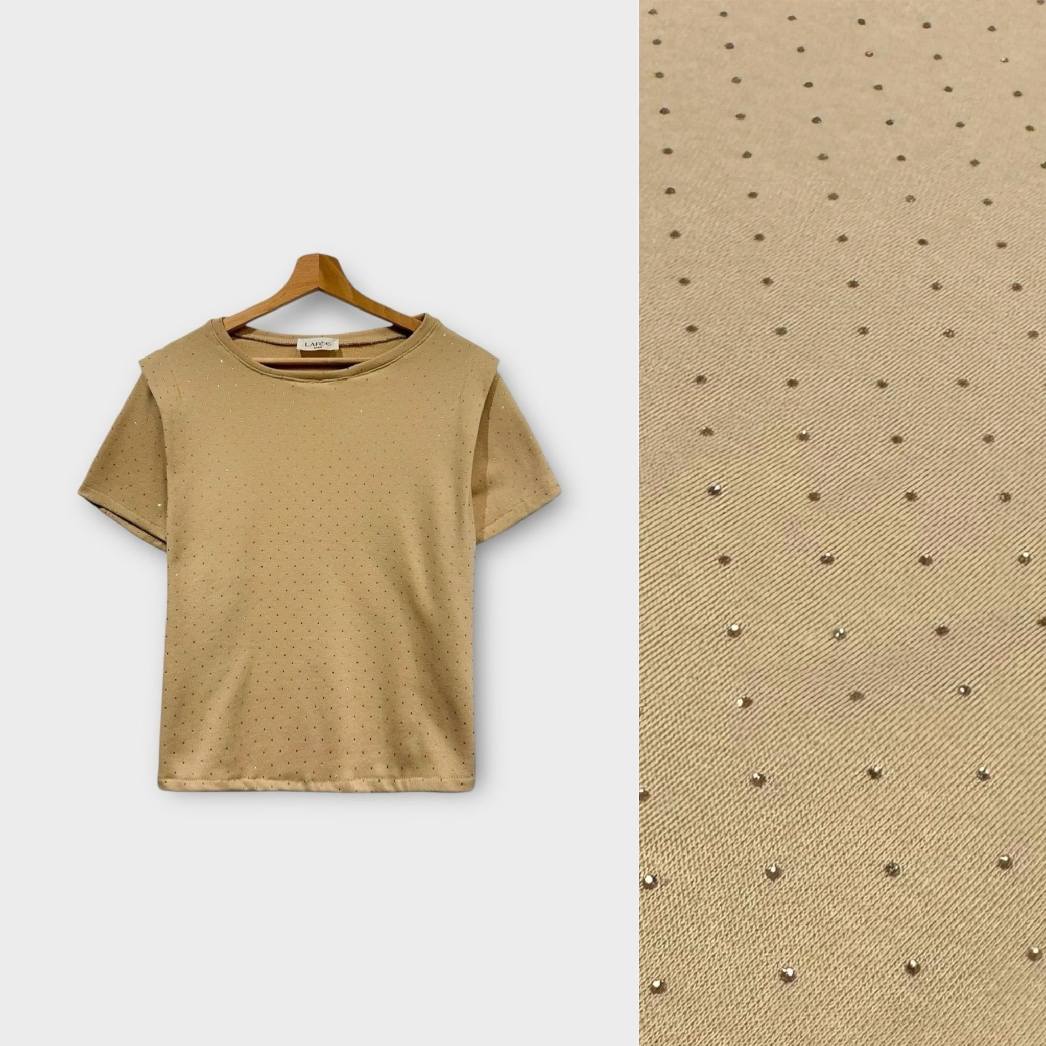 Wholesaler LAFÉEROSE - Top - Structured cotton T-shirt with rhinestone shoulder pad style - spring summer