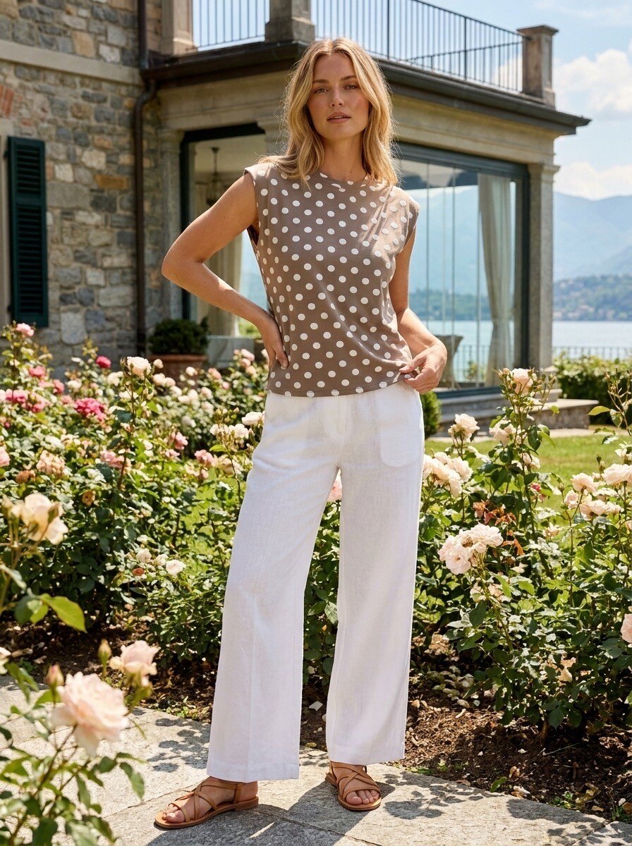 Grossiste LAFÉEROSE - T-shirt Sans Manches à Épaulettes – Imprimé Pois