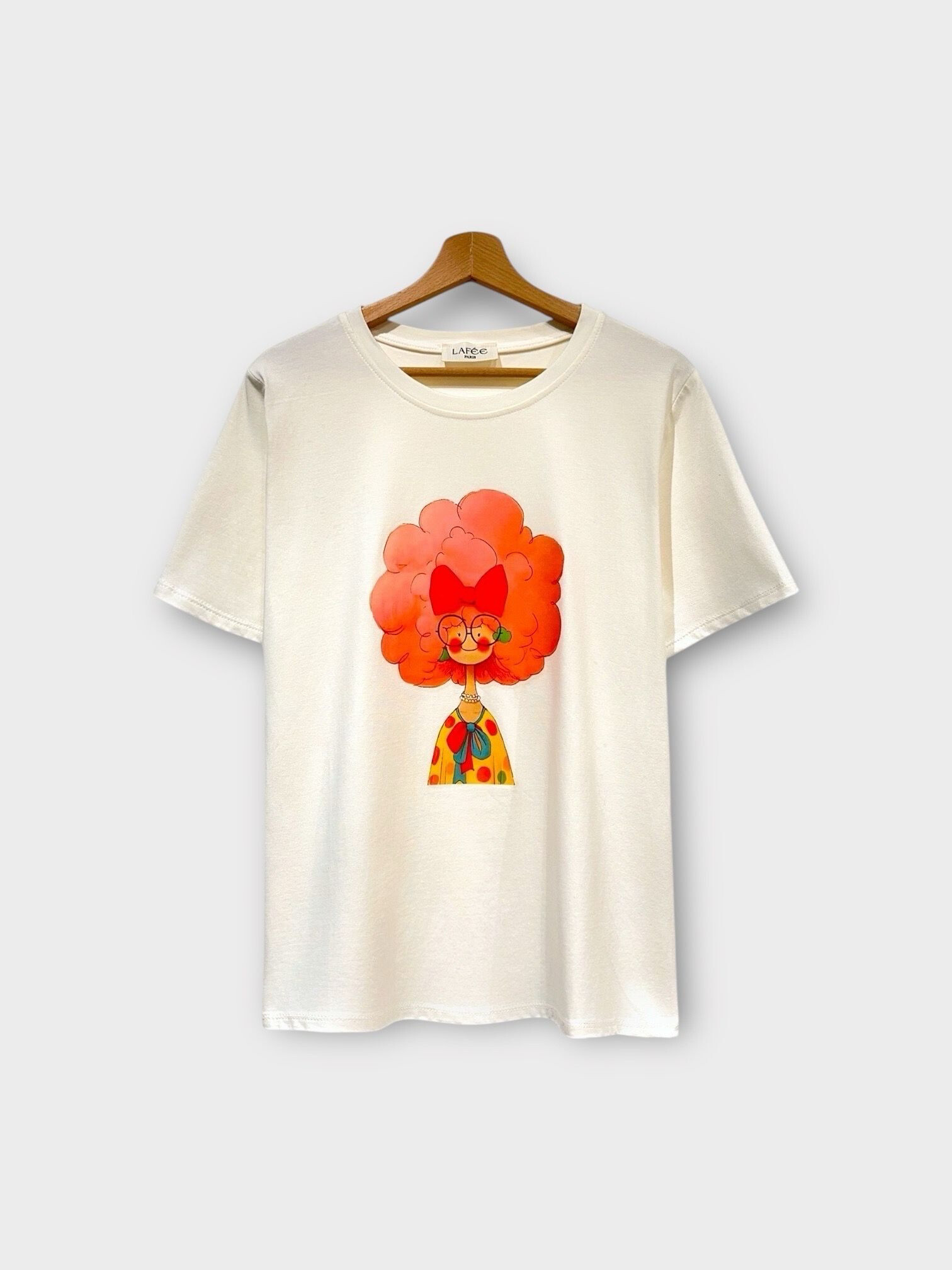 Wholesaler LAFÉEROSE - Top -the -Cotton -shirt printed with short fluid sleeves -good quality