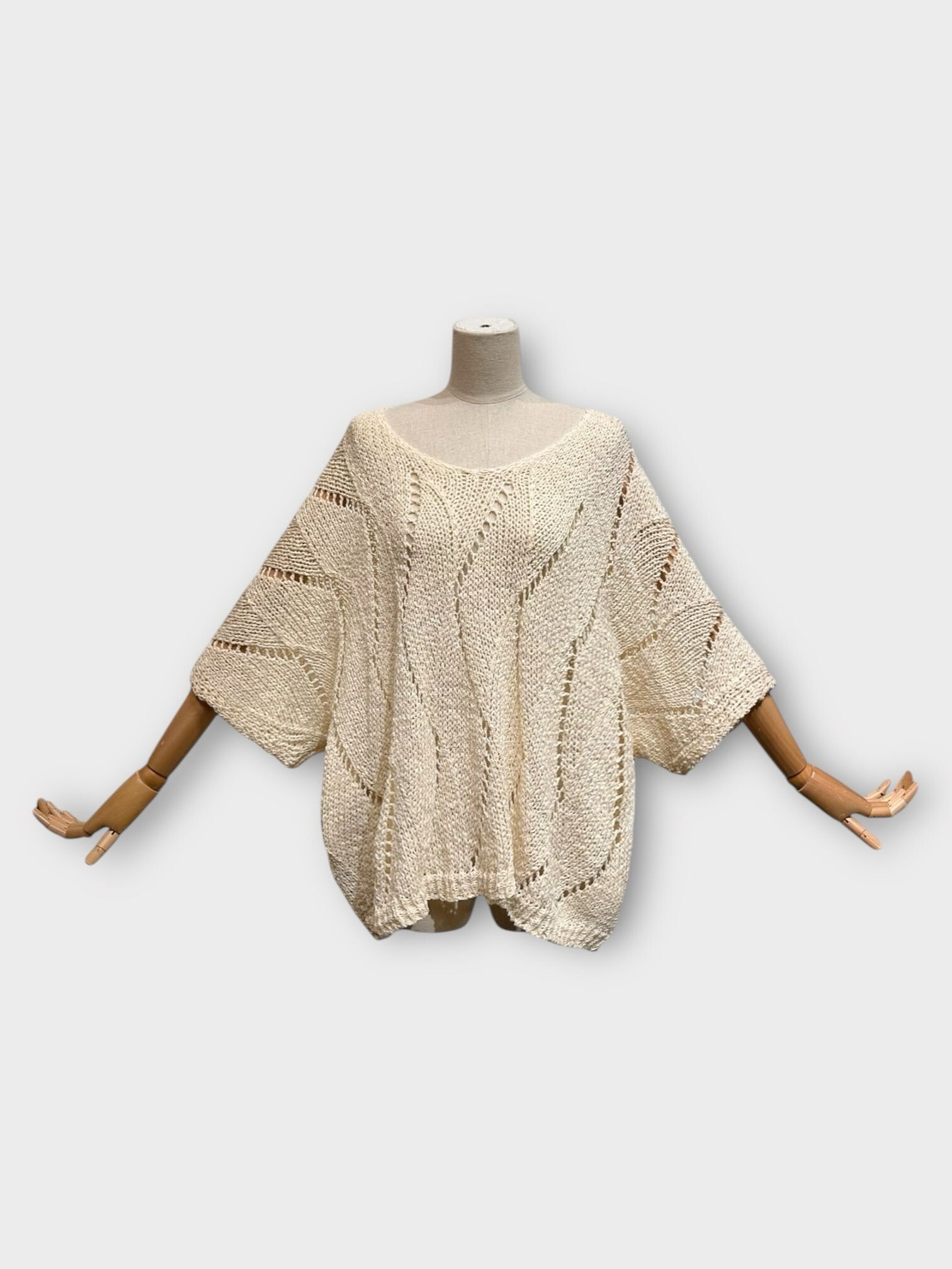 Wholesaler LAFÉEROSE - Very soft cotton crochet sweater loose and flared oversize bohemian