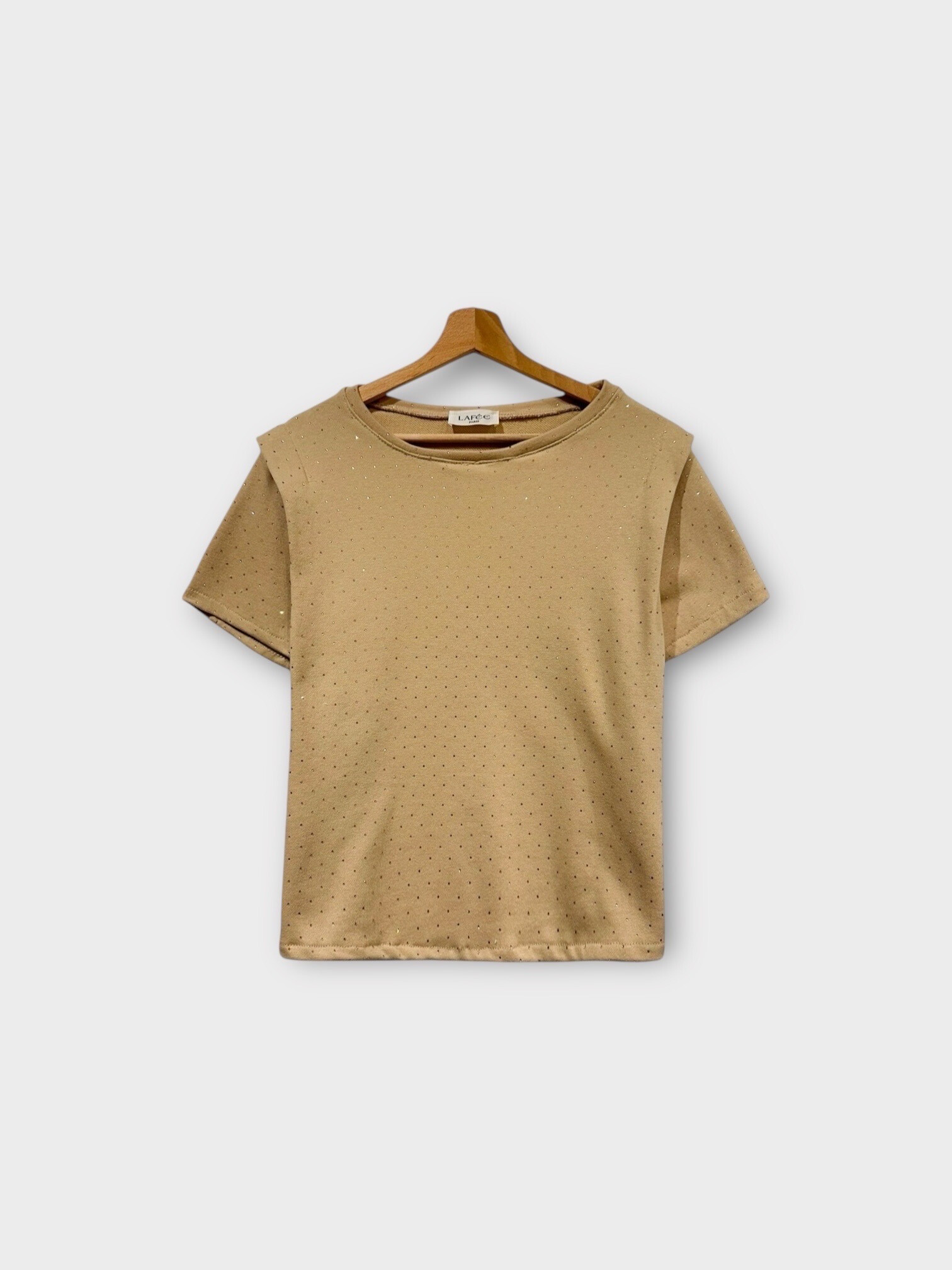 Wholesaler LAFÉEROSE - Top - Structured cotton T-shirt with rhinestone shoulder pad style - spring summer