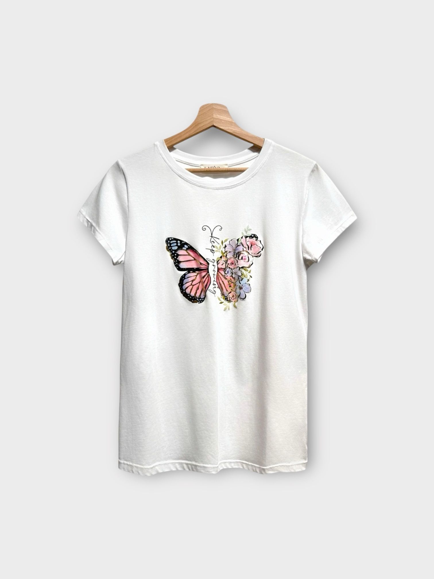 Wholesaler LAFÉEROSE - Top -the butterfly printed cotton shirt, short -sleeved round neck