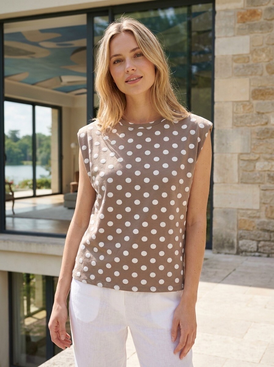 Grossista LAFÉEROSE - T-shirt Senza Maniche con Spalline – Stampa a Pois