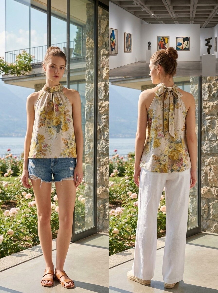 Mayorista LAFÉEROSE - Top con cuello halter floral de Soft Romance