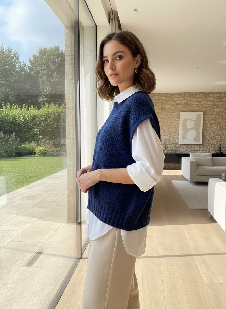 Grossiste LAFÉEROSE - Top - Pull en 45% laine, 10% cachemire, sans manches à broderies