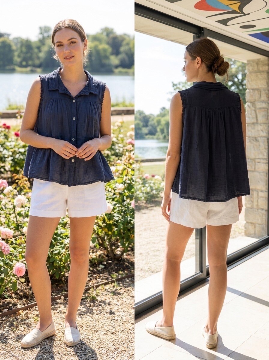 Grossiste LAFÉEROSE - Top Sans Manches en Gaze de Coton