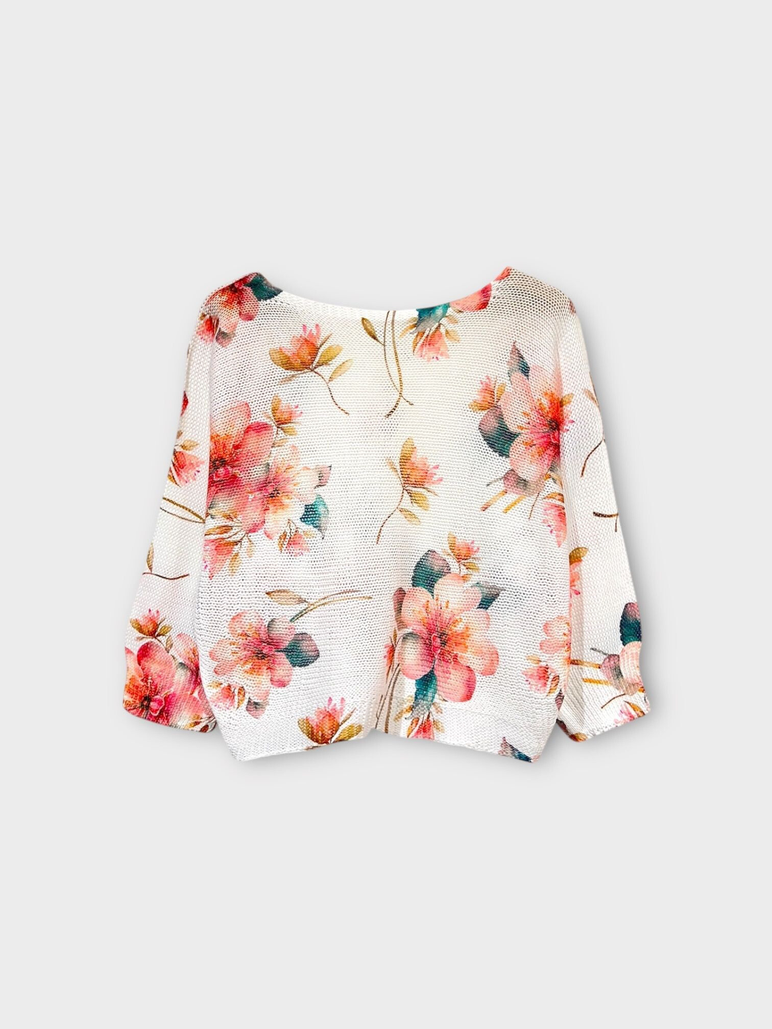 Großhändler LAFÉEROSE - Top - Häkelpullover hat Blumendruck in 3/4 ausgestellten Viskose -Ärmeln gefärbt
