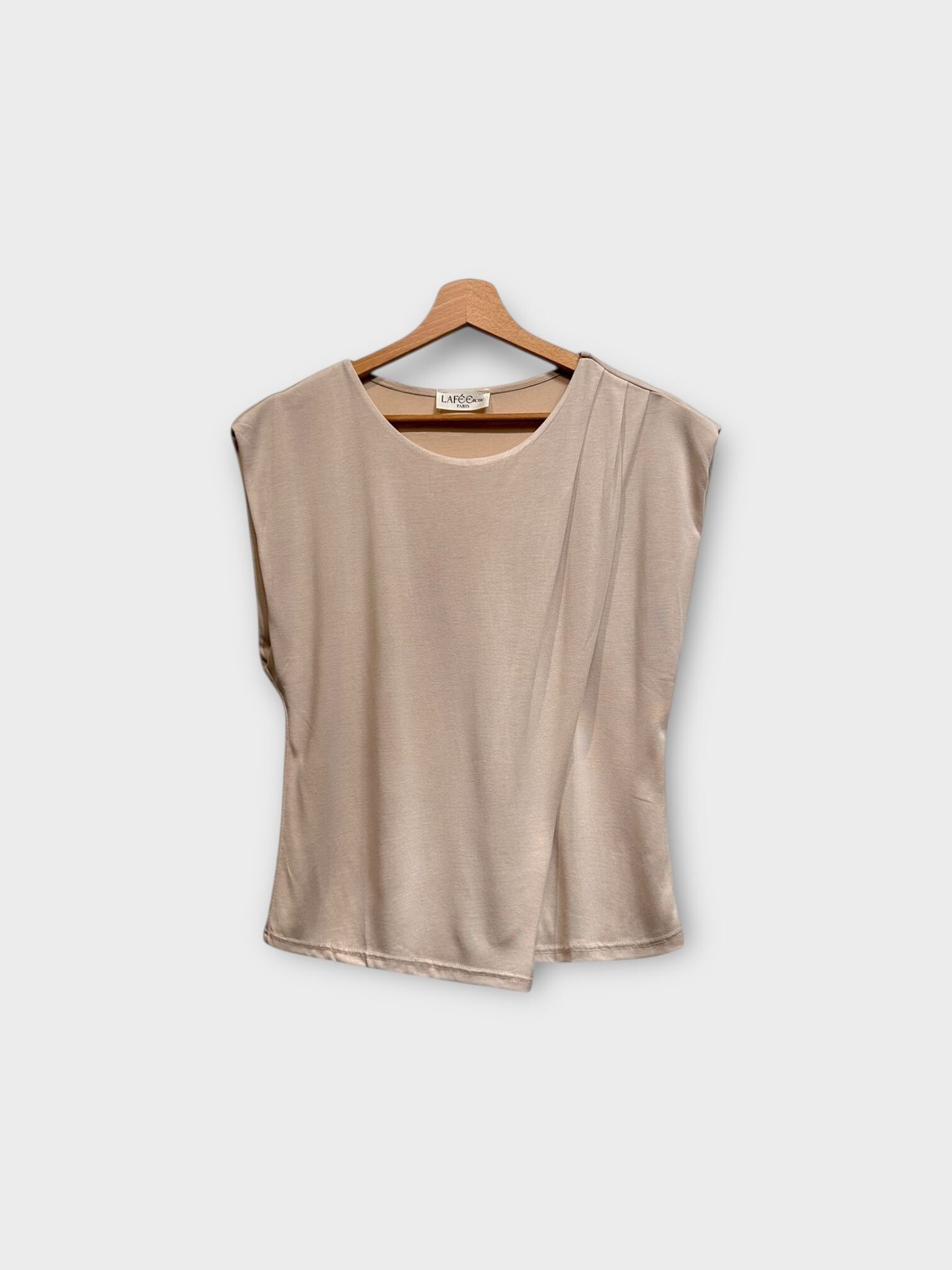 Mayorista LAFÉEROSE - Top fluido sin mangas de viscosa con cuello redondo