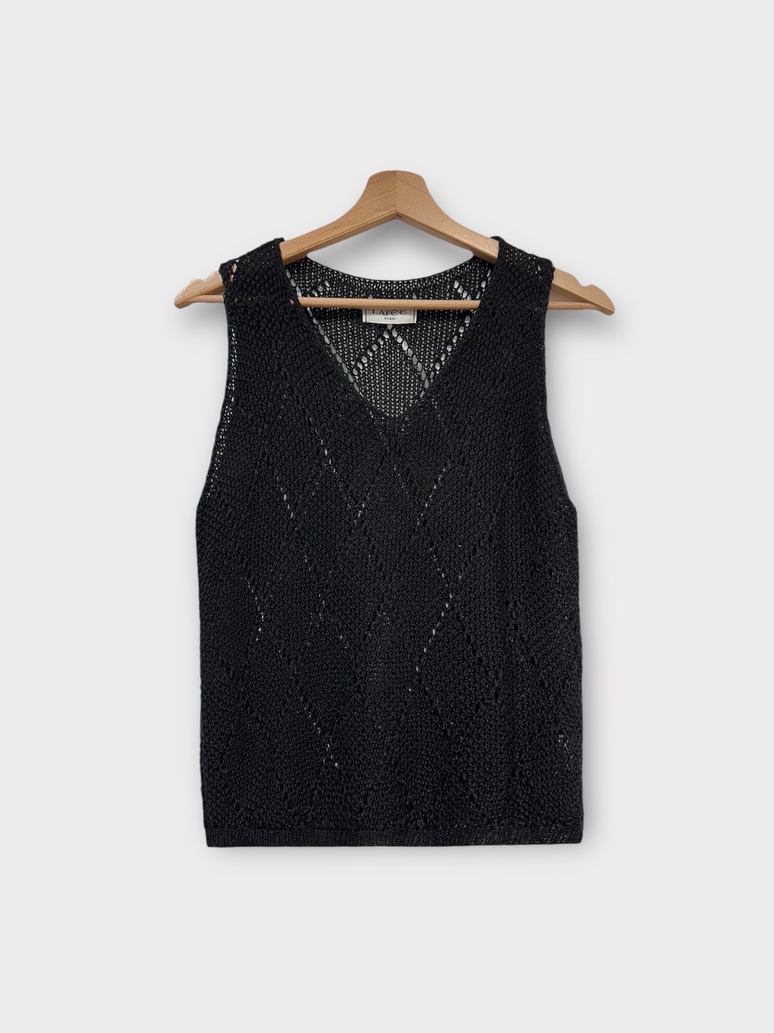 Mayorista LAFÉEROSE - Top pequeño jersey de crochet con detalles bordados escote en pico sin mangas primavera verano