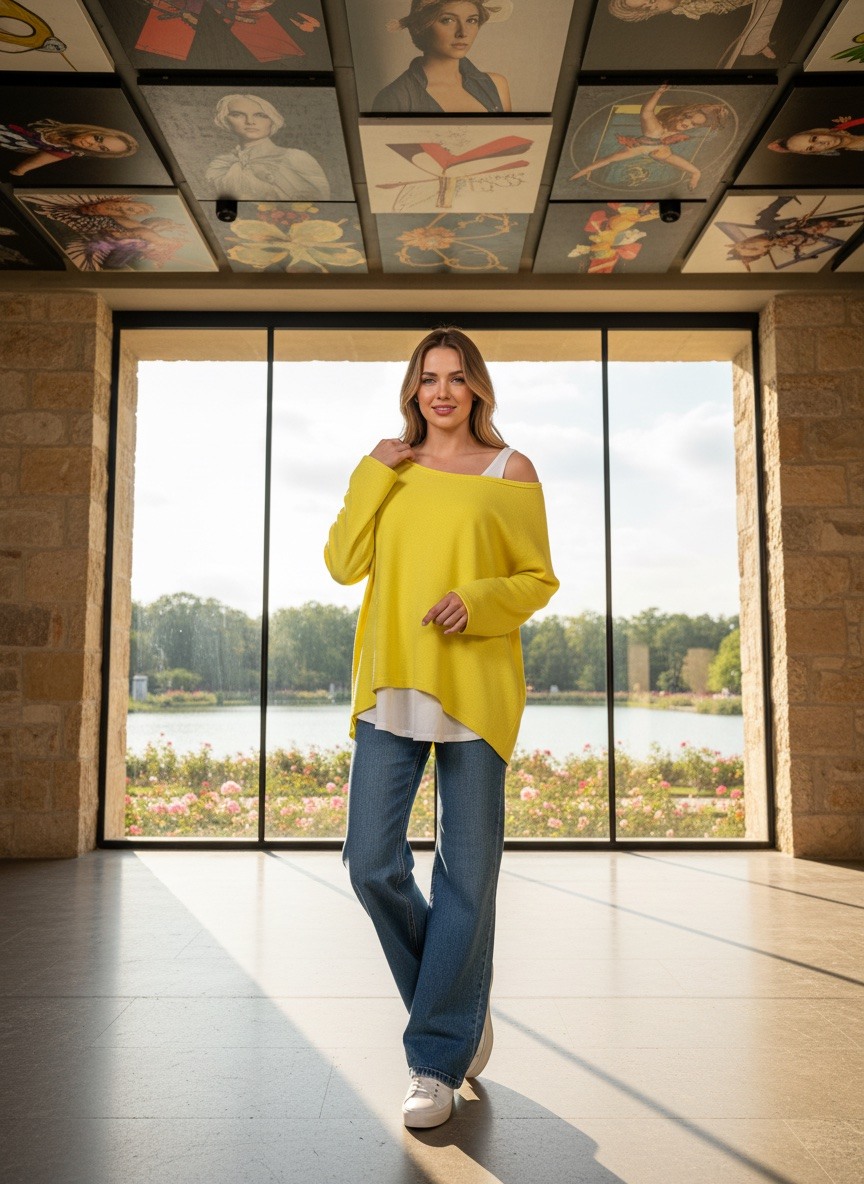 Grossiste LAFÉEROSE - Top pull oversize fluide en viscose avec débardeur à manche longue volantée