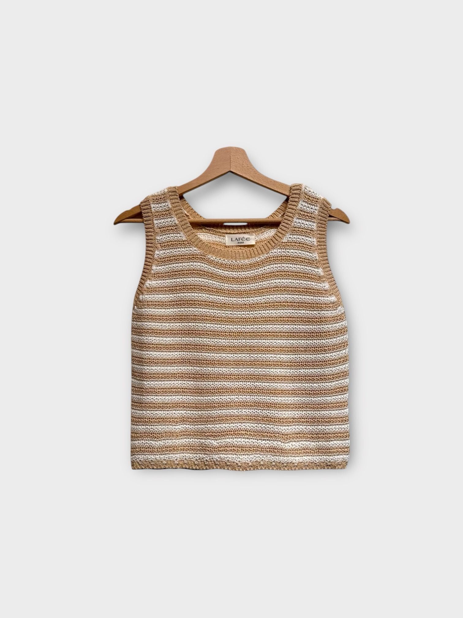 Mayorista LAFÉEROSE - Tapa del tanque en el collar de crochet de algodón de algodón sin mangas a rayas