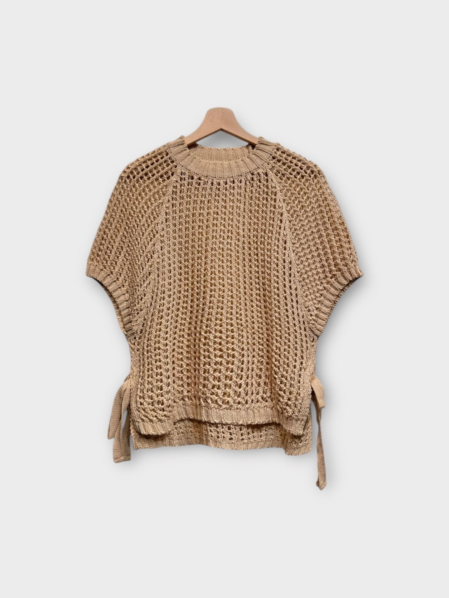 Großhändler LAFÉEROSE - Top Pull Crochet in Cotton Round Color Short Sleeve und Bohemian Style Casual Style Style Style