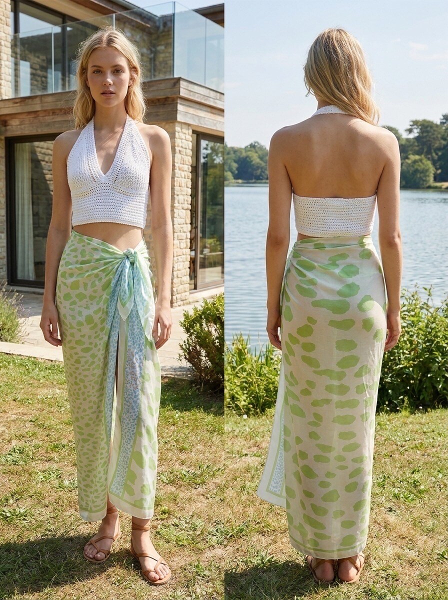 Großhändler LAFÉEROSE - Ernteoberteil im Baumwollhals gegen Rücken nackt im gestrickten Stil Bohemian Beach Strand