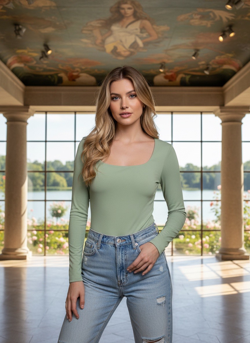Grossiste LAFÉEROSE - Top -Top Body fluide en viscose à col carré manches longues à ouverture faci
