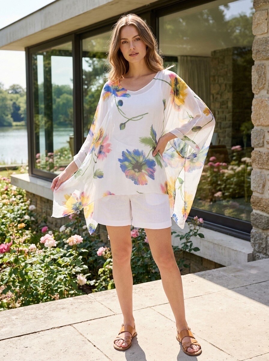 Mayorista LAFÉEROSE - Top Poncho Estampado Floral