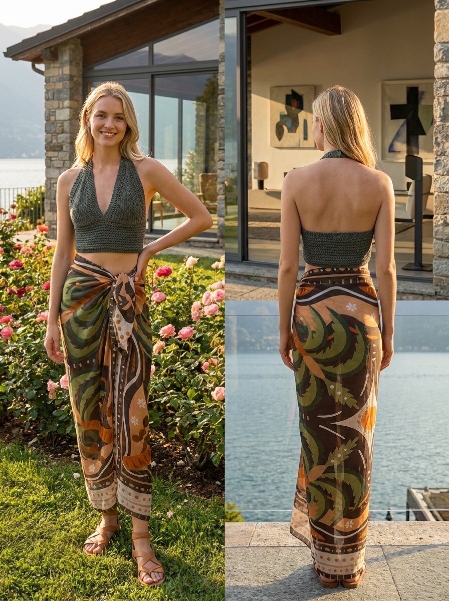 Grossiste LAFÉEROSE - Crop Top en coton col V dos nu en maille tricotée style bohème estival plage
