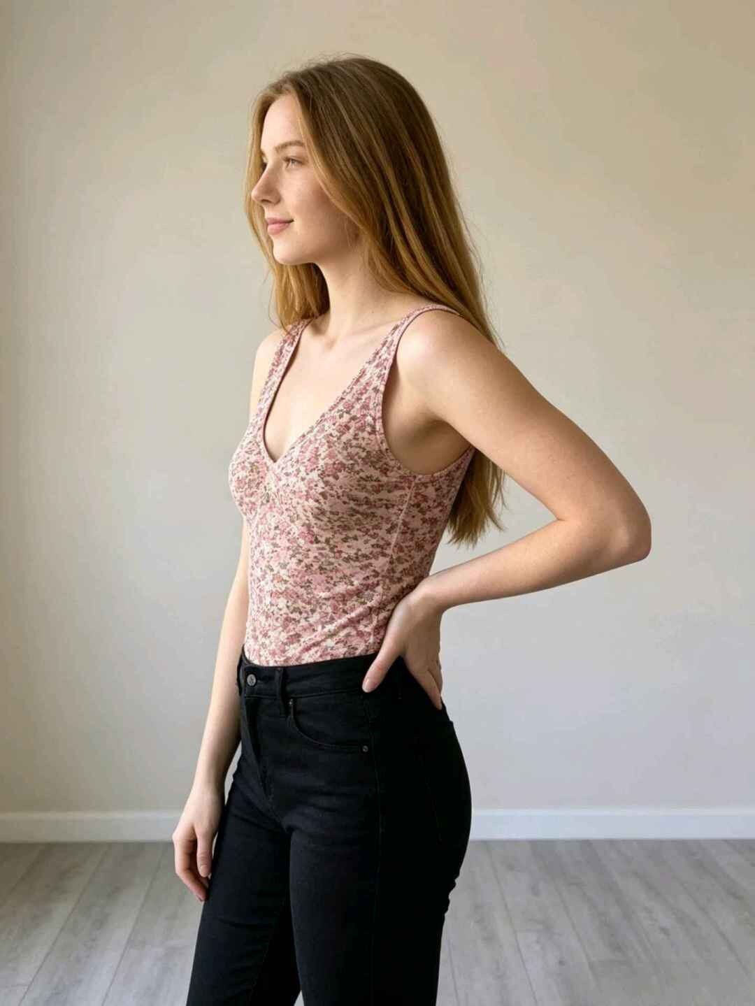 Grossiste LAFÉEROSE - Top Débardeur en viscose côtelé col V à bretelle fines très élastique casual