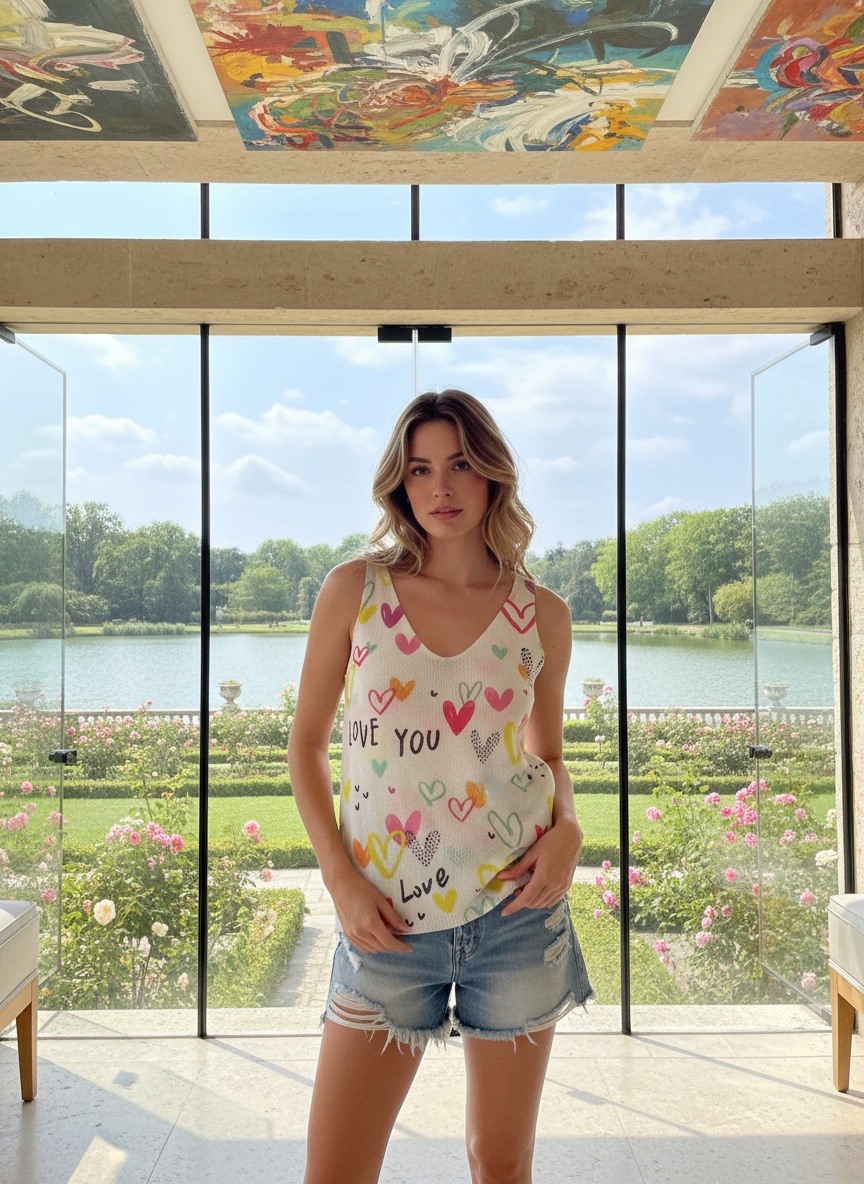 Grossiste LAFÉEROSE - Top Débardeur très fin en viscose col V à imprimé style casual