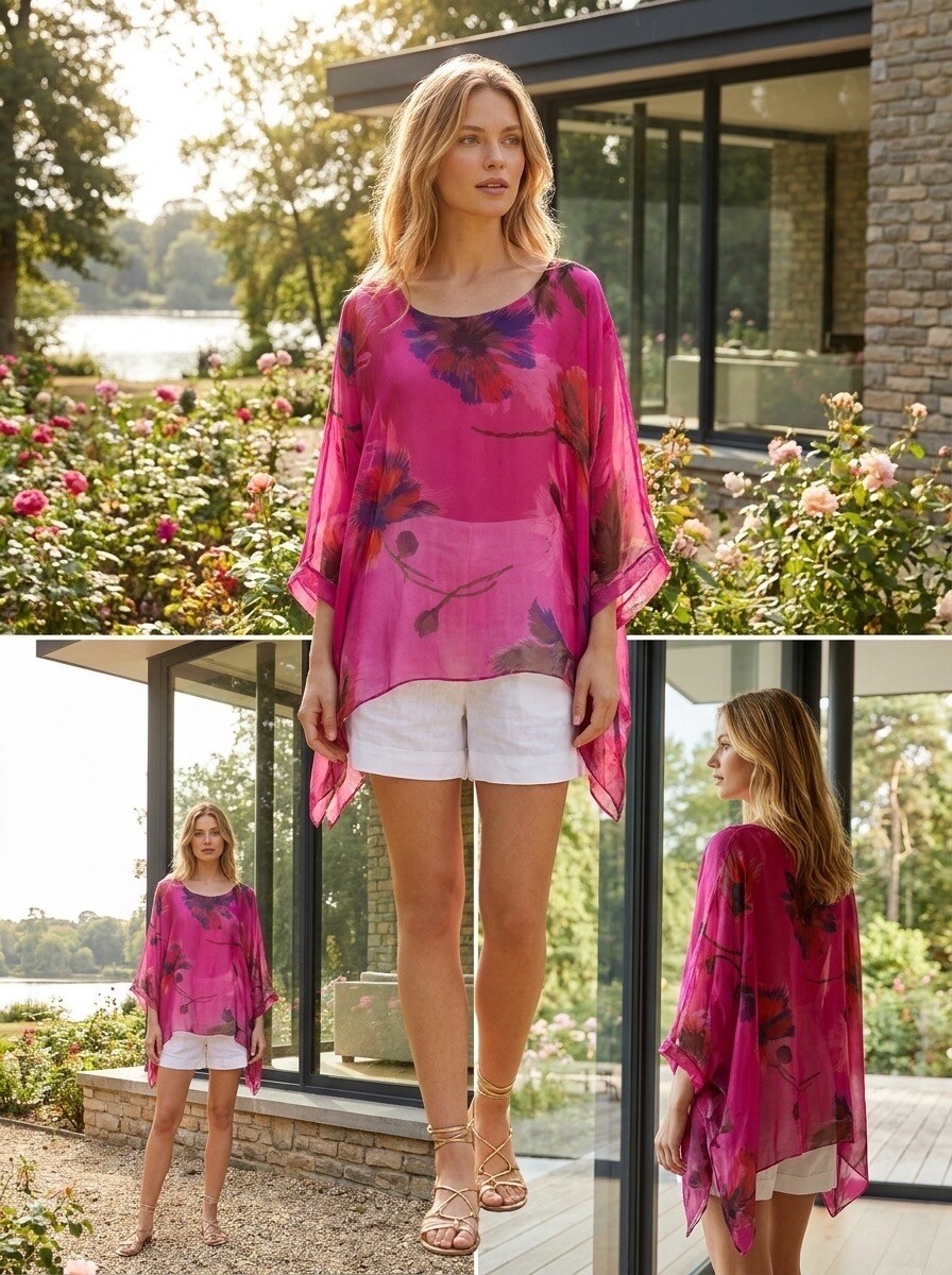 Mayorista LAFÉEROSE - Top Poncho Estampado Floral