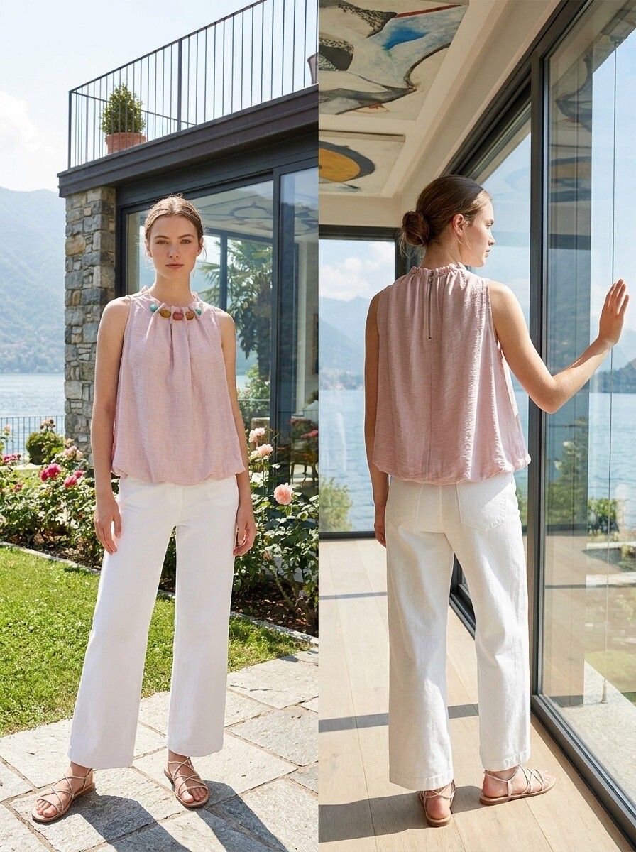 Wholesaler LAFÉEROSE - Sleeveless Top with Jewel Neckline