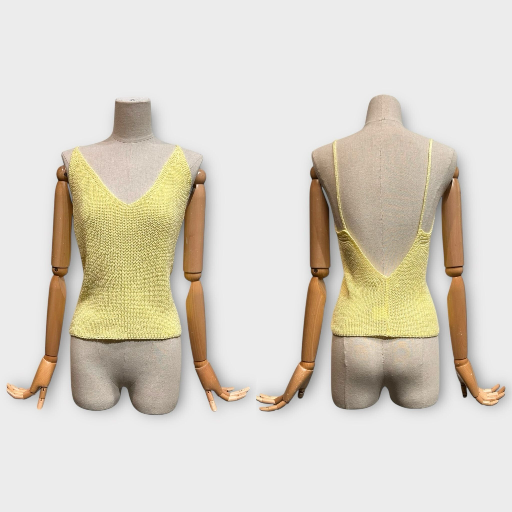 Wholesaler LAFÉEROSE - Top cotton tank top, hook, knitted mesh, v -neck and bare back - bohemian