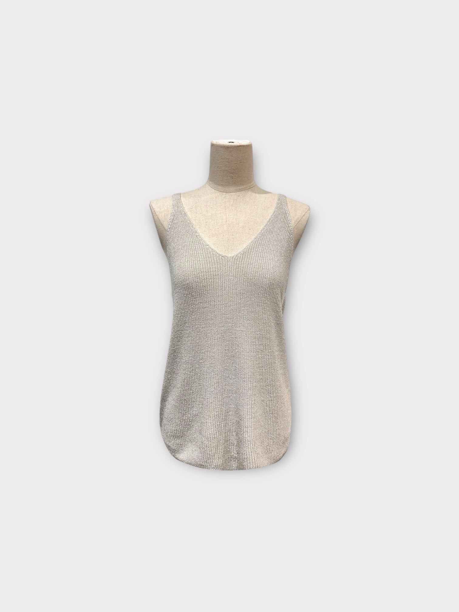 Großhändler LAFÉEROSE - Top, kleines Top, glitzerndes Metallic-Tanktop, Federnetz aus Modal