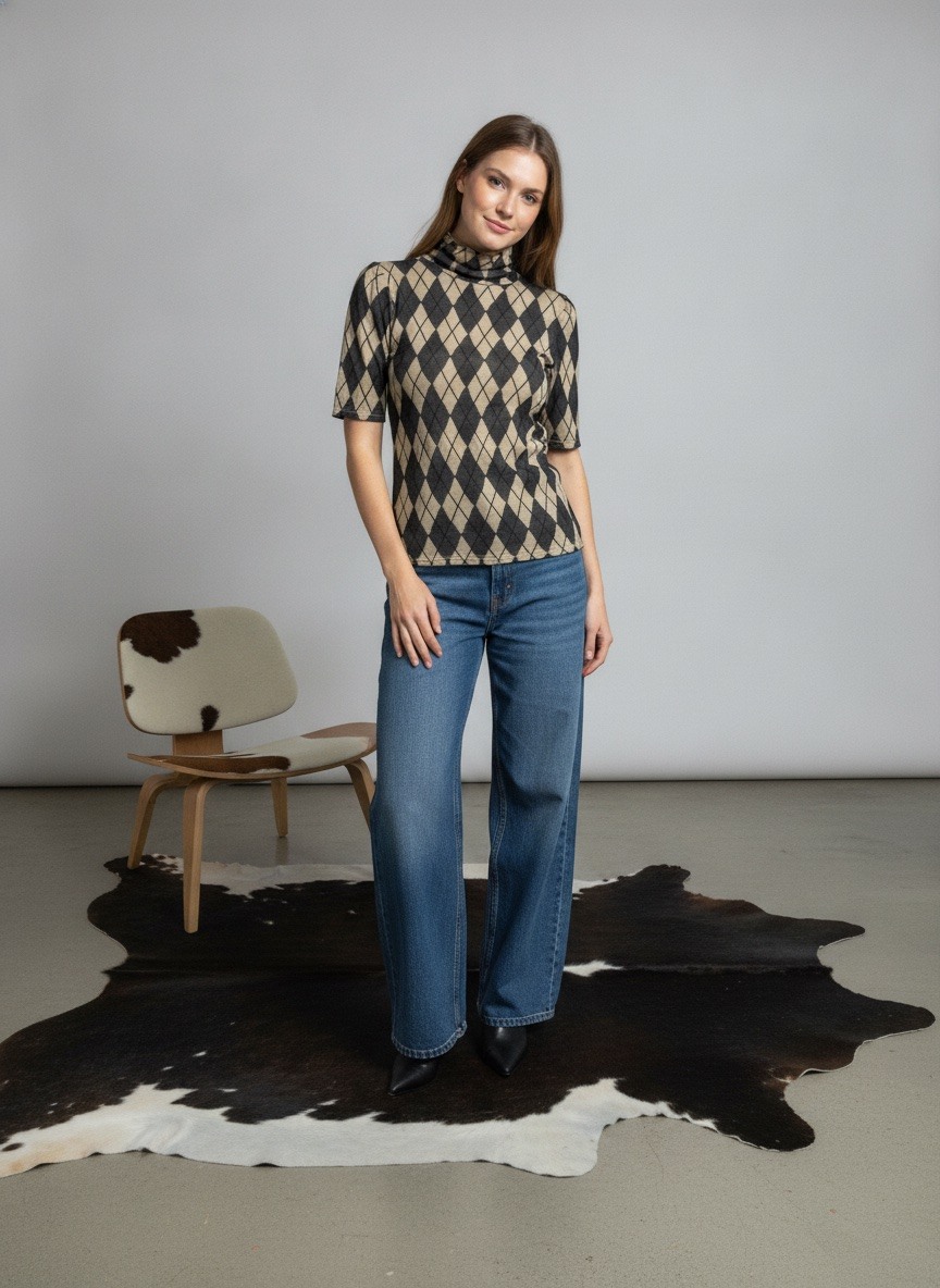 Mayorista LAFÉEROSE - Jersey estampado con cuello alto Top Under Soft en mezcla de viscosa y modal