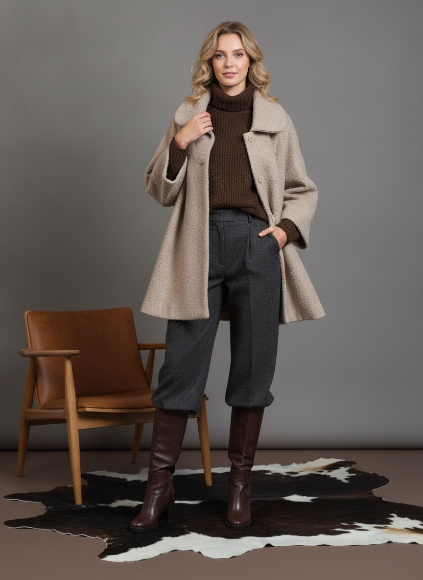 Großhändler LAFÉEROSE - Übergroße Cape-Ponchojacke in Wolloptik mit Taschen