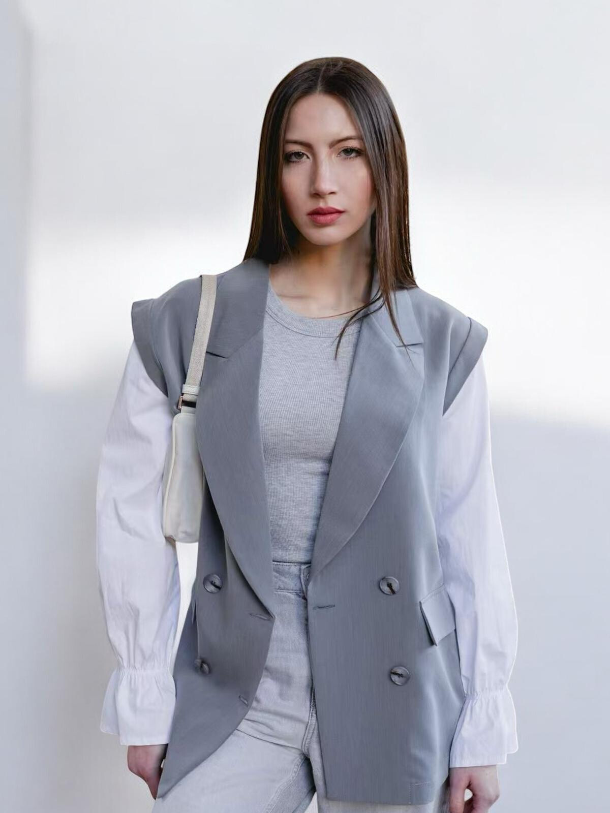 Grossista LAFÉEROSE - Giacca blazer - camicia oversize con brufoli e trombe di cotone lunghe