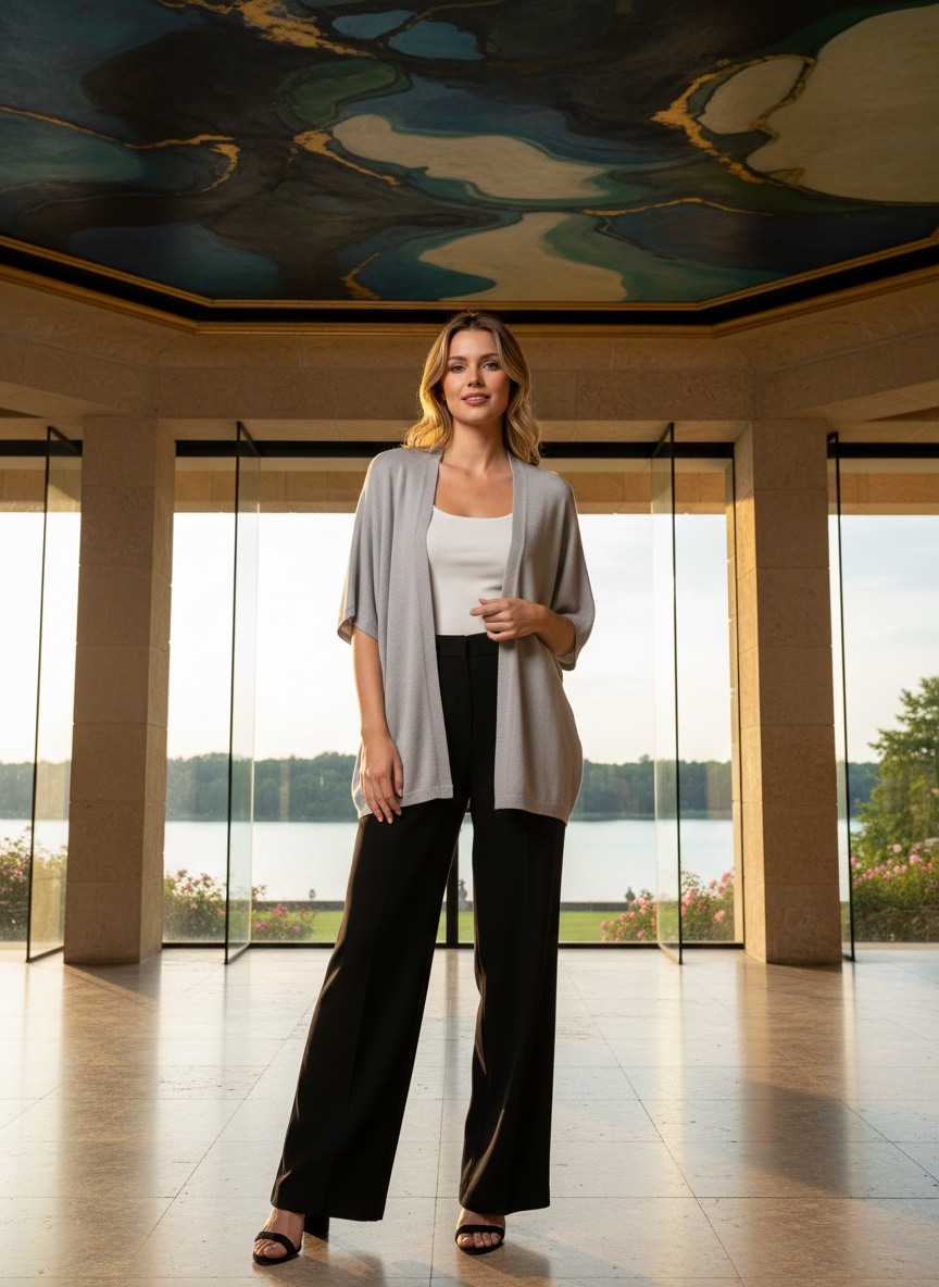Wholesaler LAFÉEROSE - Top Style Uni T -shirt - Light fine sweater in soft Modal V -neck with short sleeves