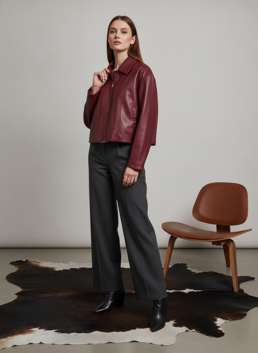 Grossista LAFÉEROSE - Bomber in ecopelle con tasche e zip e dettagli sul retro