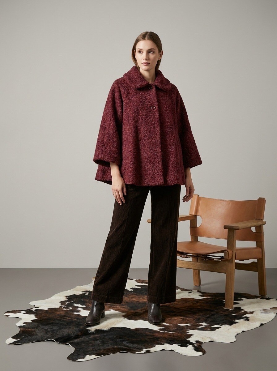 Grossiste LAFÉEROSE - Veste Cape Poncho effet laine bouclée oversize avec poches