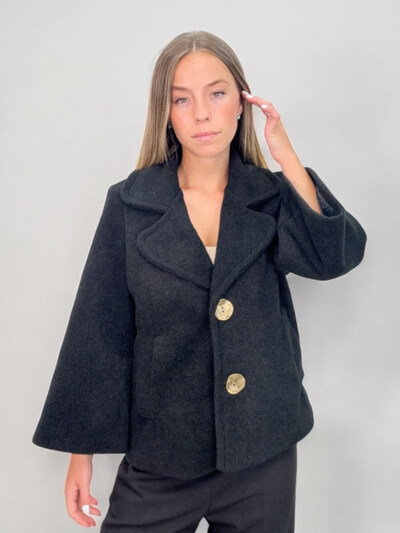 Grossiste LAFÉEROSE - Veste Manteau casual effet laine avec détails boutons et poches Grossiste LAFÉEROSE - Veste Manteau casual effet laine avec détails boutons et poches