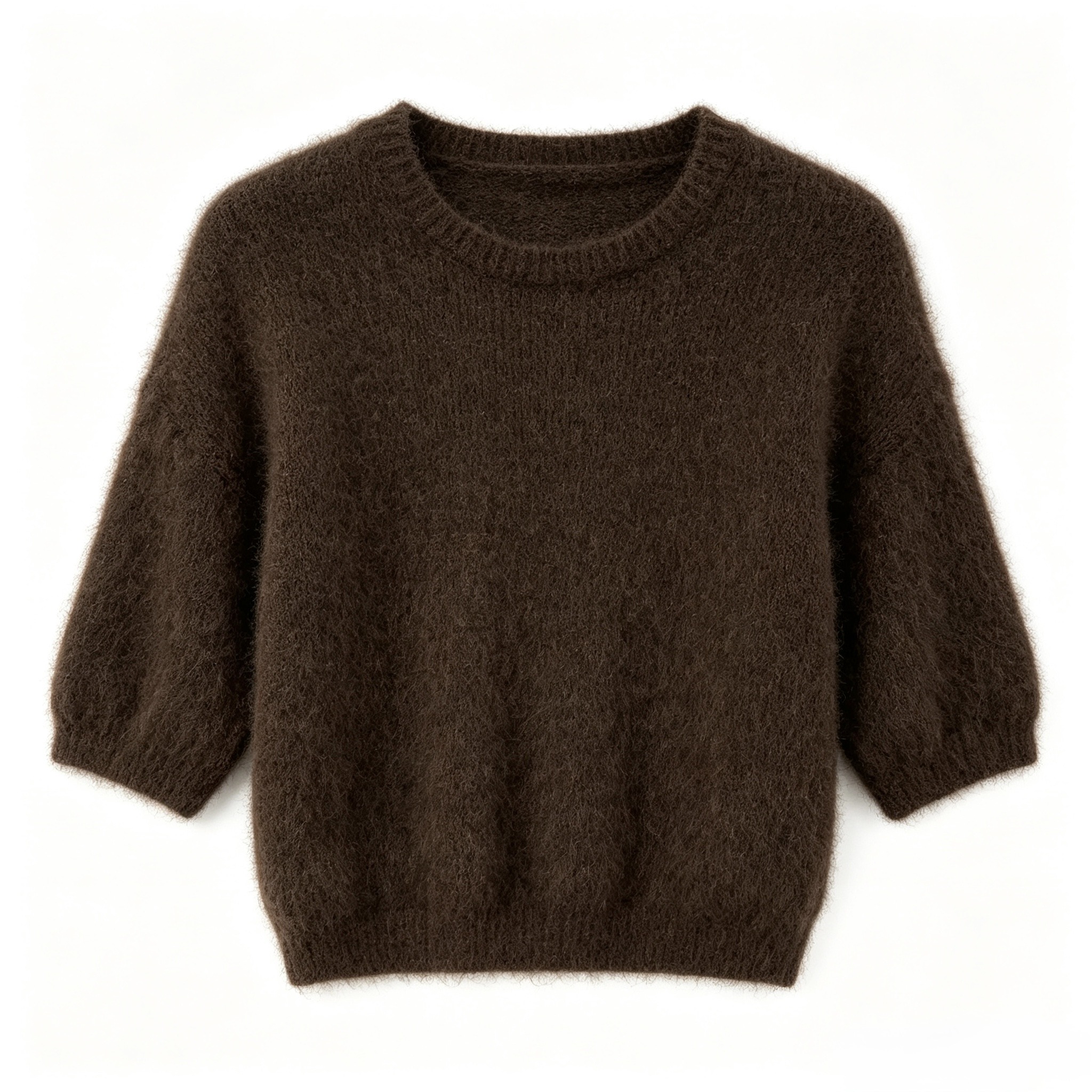 Lo‑fit Crew Neck Mohair Knit Short Sleeve Sweater LY602 | Paris