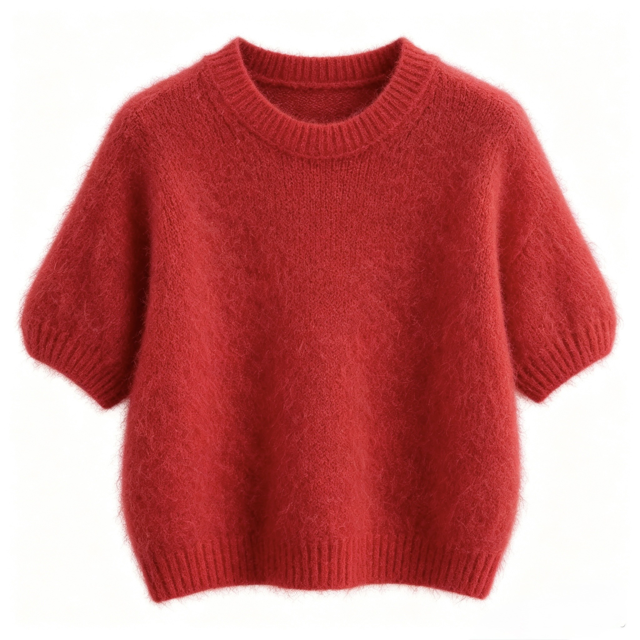 Lo‑fit Crew Neck Mohair Knit Short Sleeve Sweater LY602 | Paris