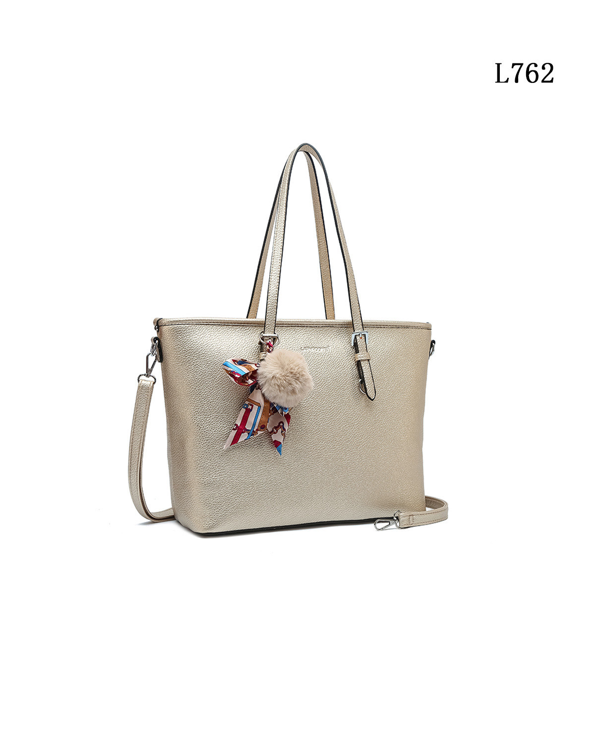 Wholesaler LAPHRODITE by Milano Bag - Shoulder bag A4 school scarf with pompon decoration
