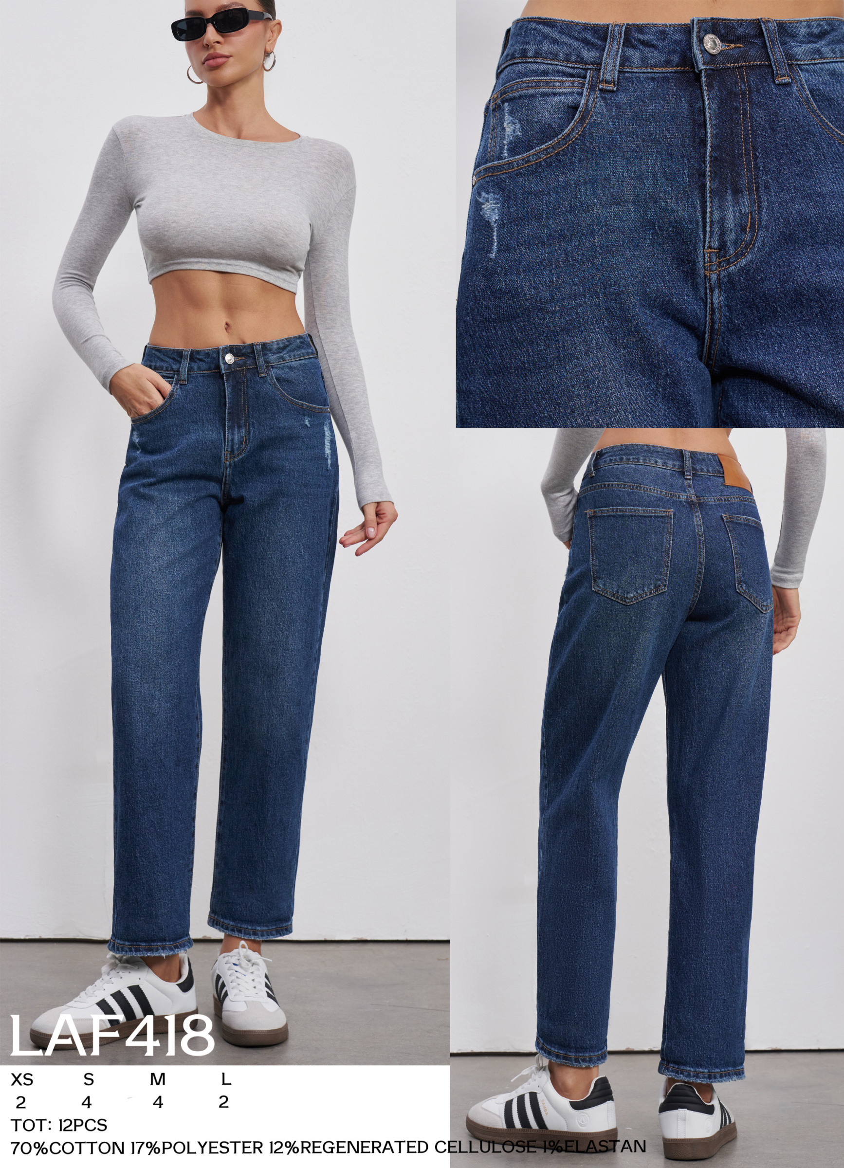 Wholesaler LARA - MOM FIT JEANS WITH FRAYED HEM