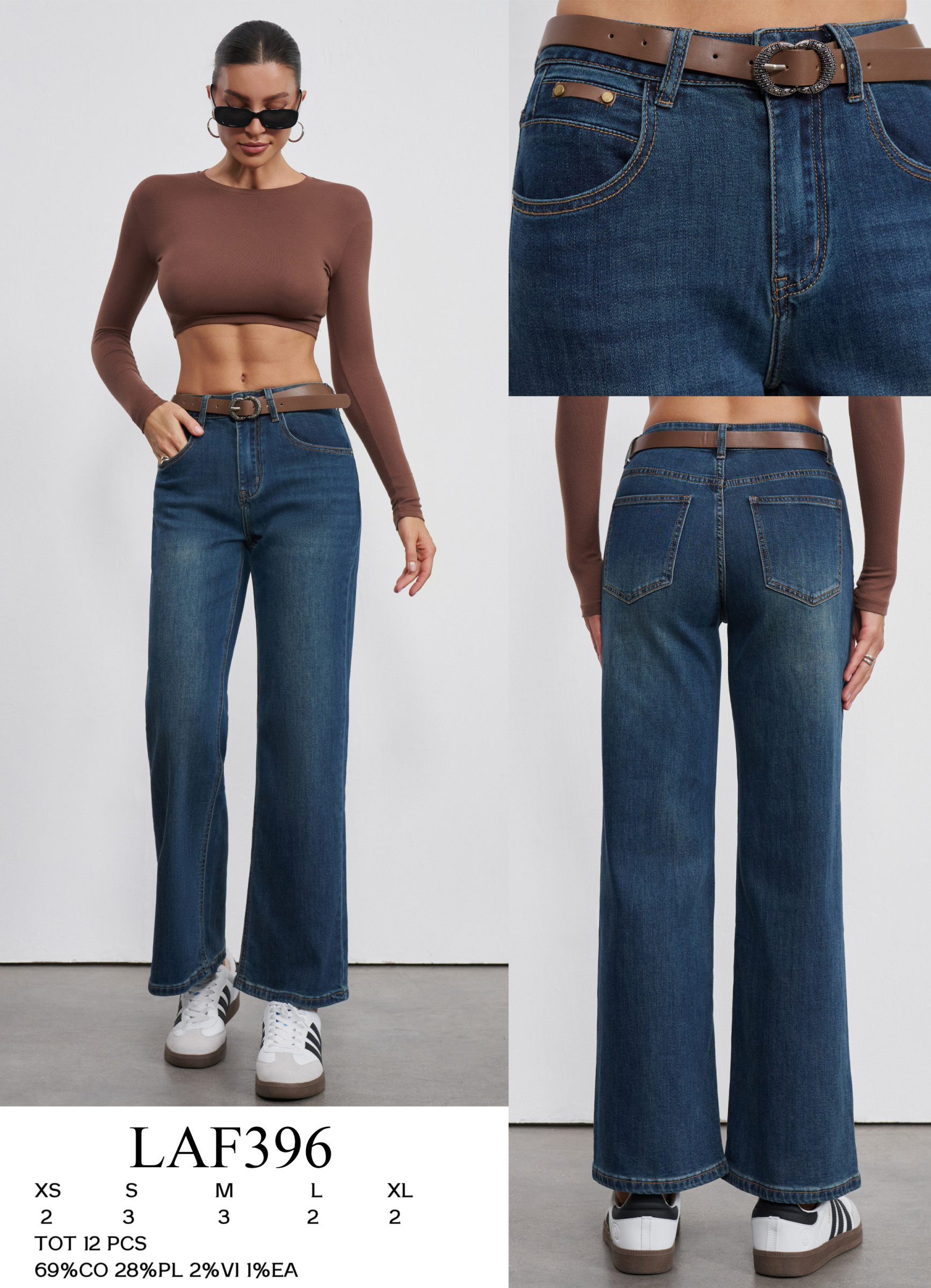 Wholesaler LARA - REGULAR FIT JEANS WITH BROWN BELT