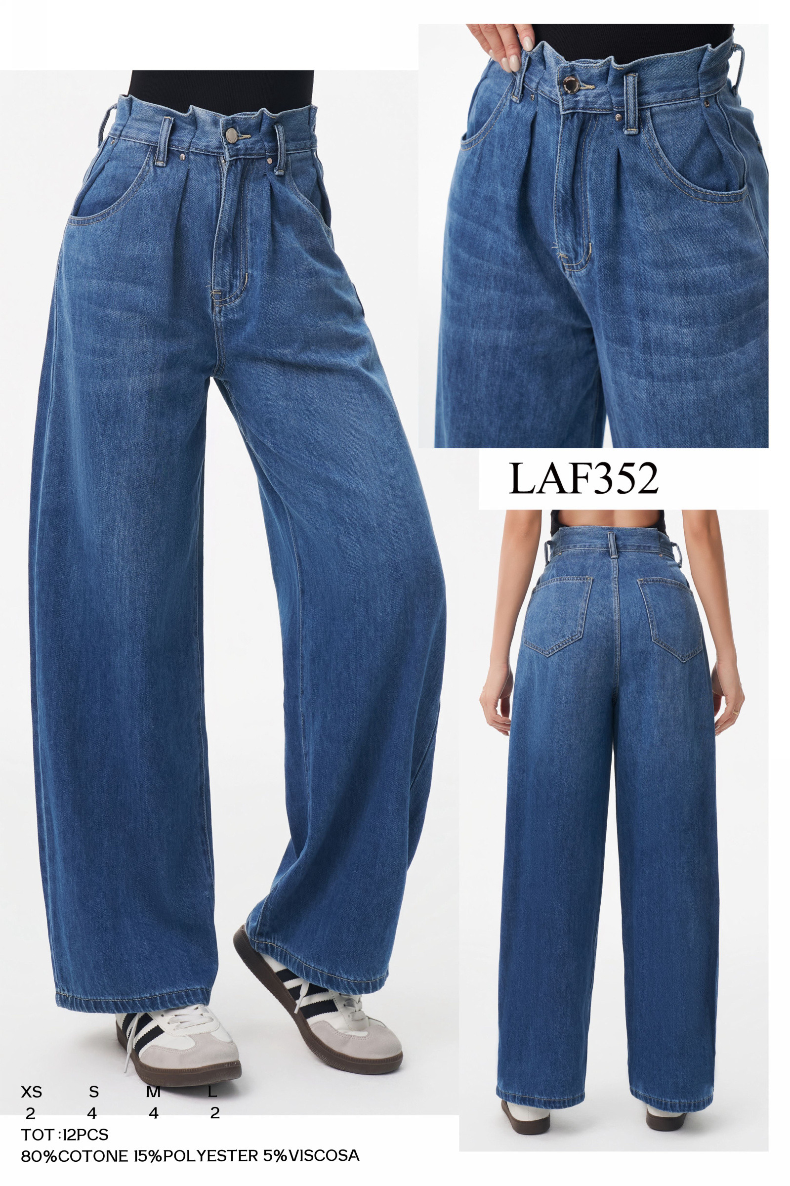 Grossiste LARA - JEANS COUPE BALLON AVEC PLIS À LA TAILLE