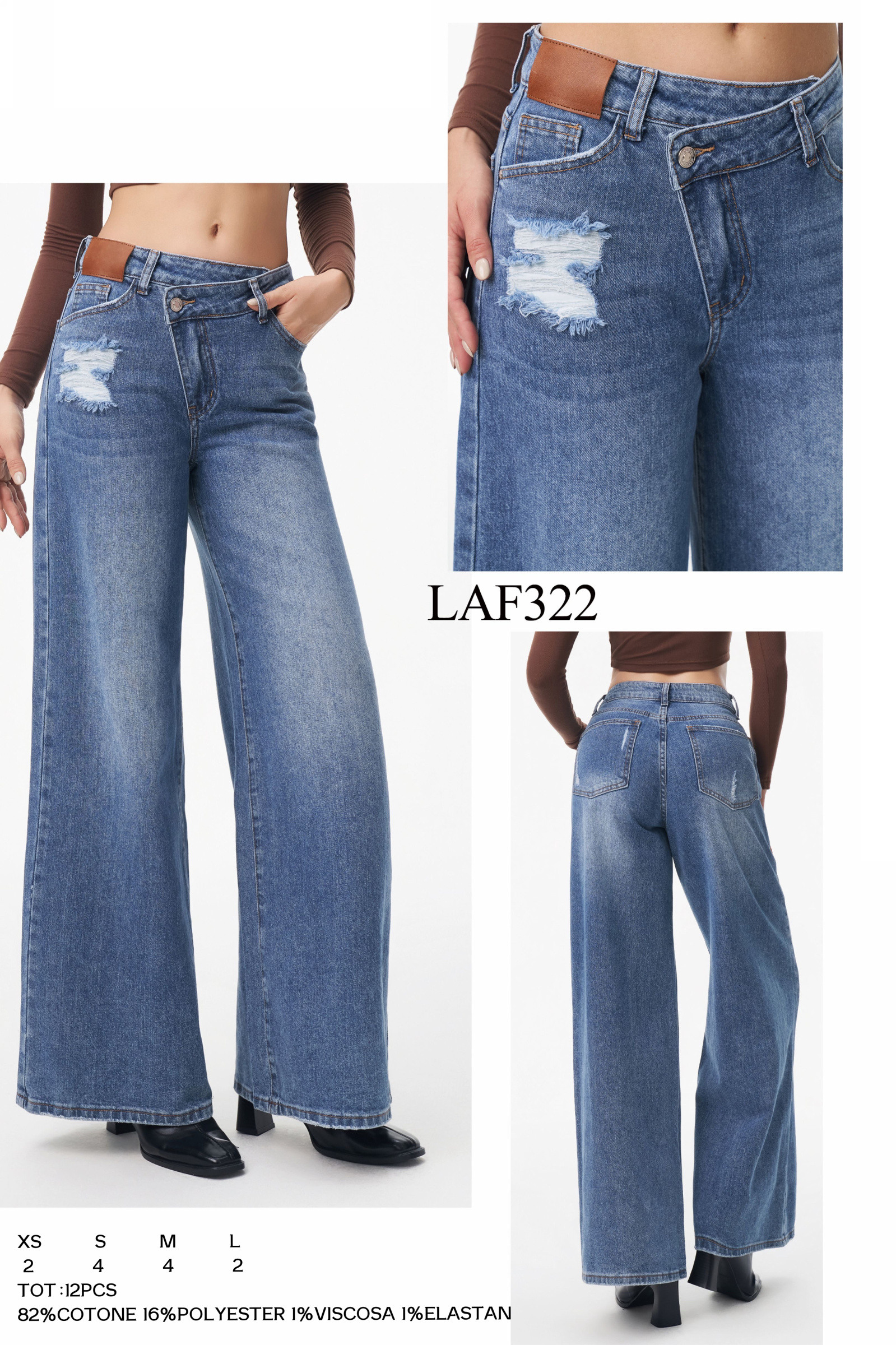 Grossiste LARA - JEAN PALAZZO COUPE AVEC TAILLE ASYMÉTRIQUE