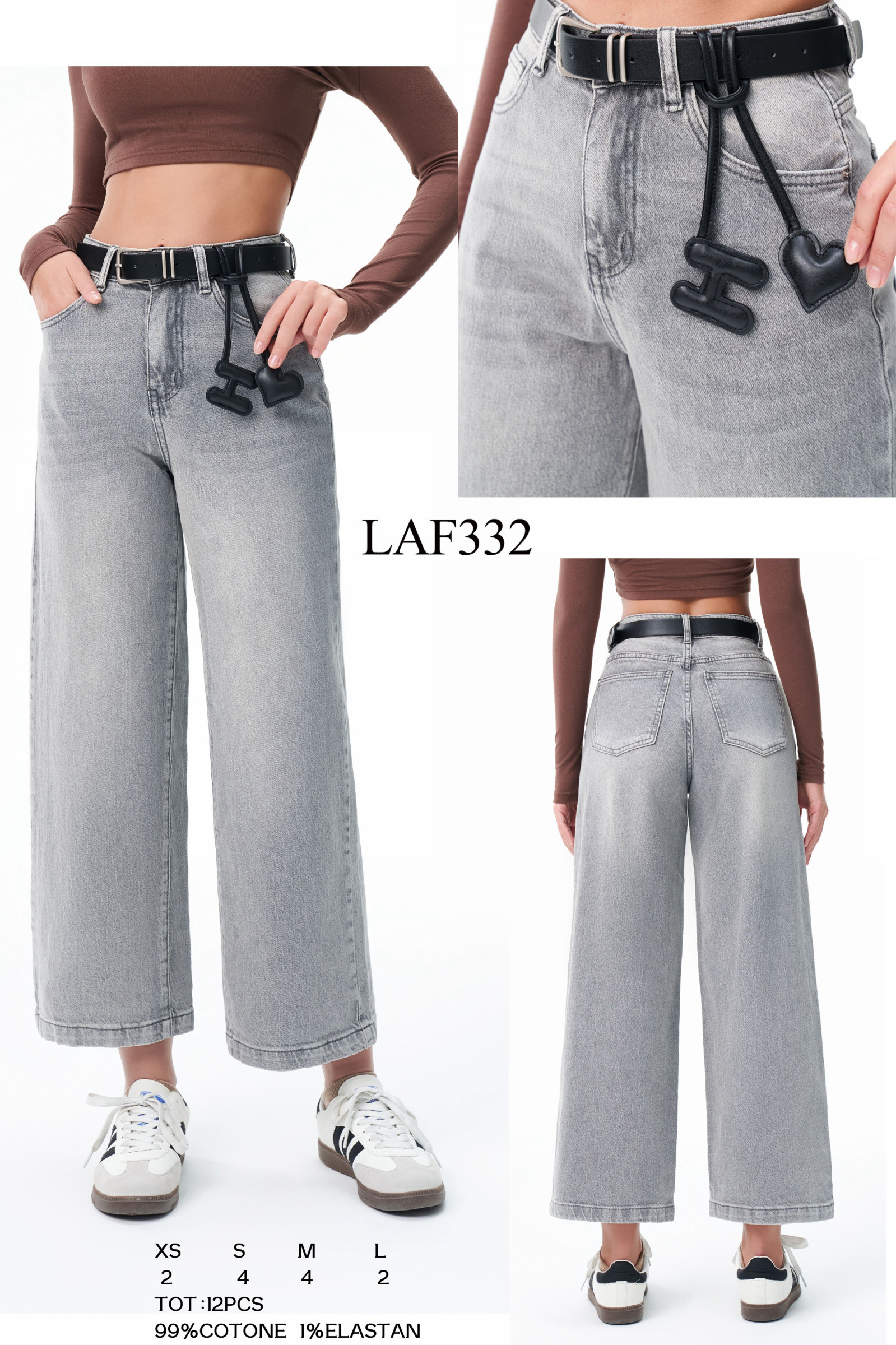 Grossiste LARA - JEAN MOM FIT AVEC CEINTURE NOIRE