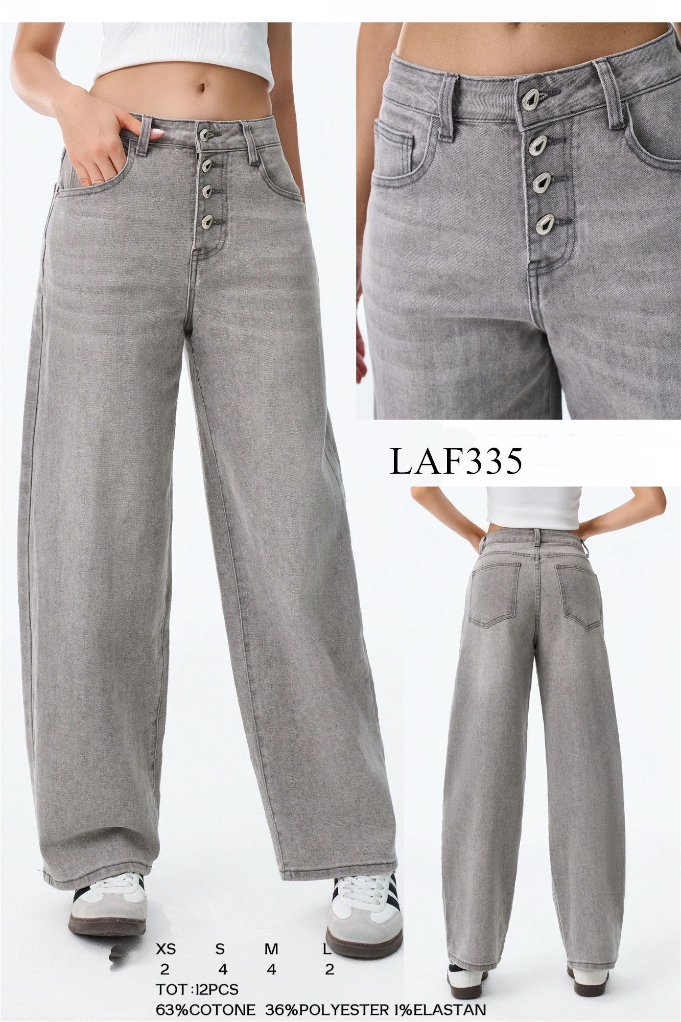 Grossiste LARA - JEANS MOM FIT AVEC BOUTONS