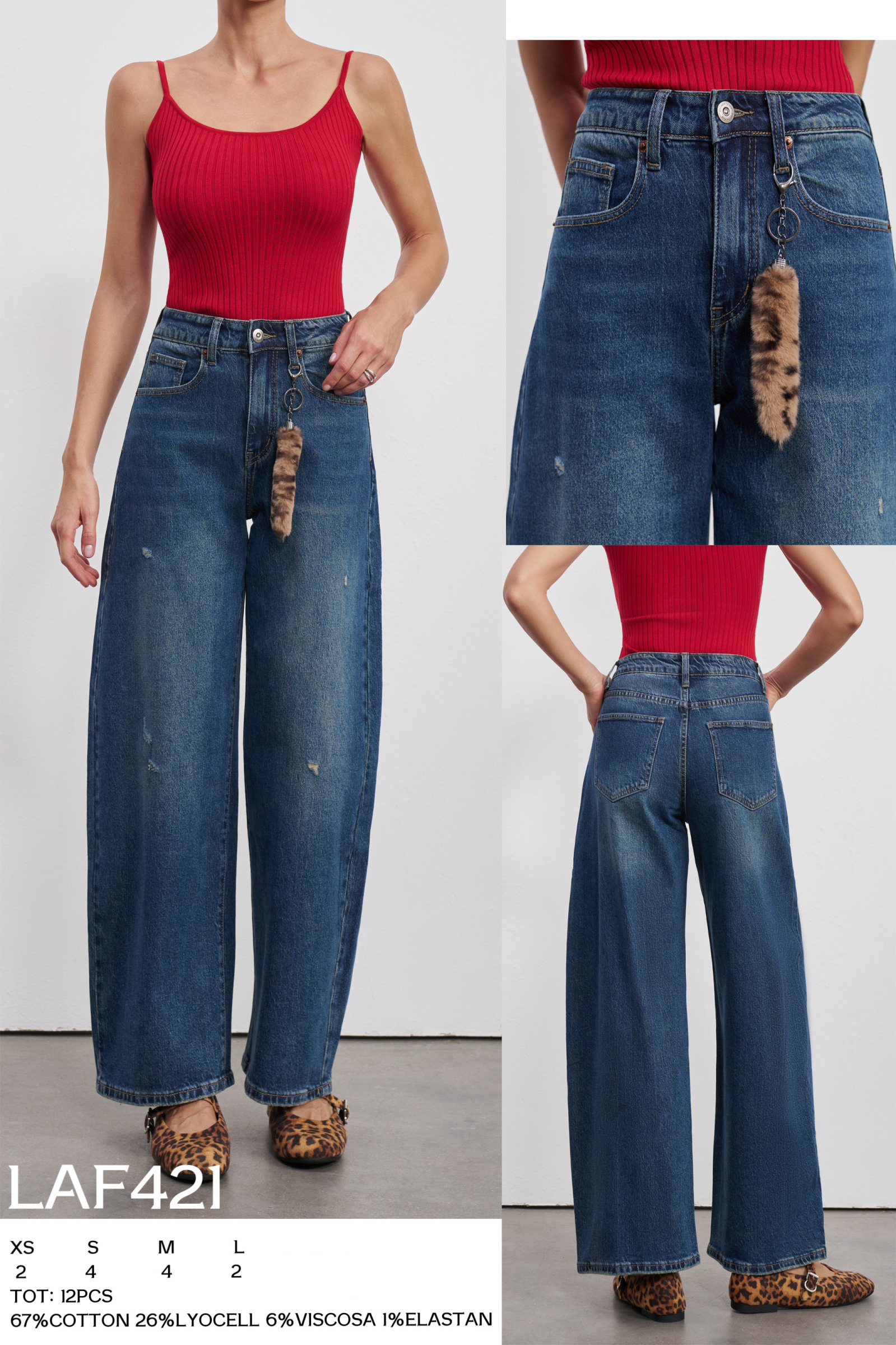 Wholesaler LARA - BALLOON FIT JEANS WITH CHARM