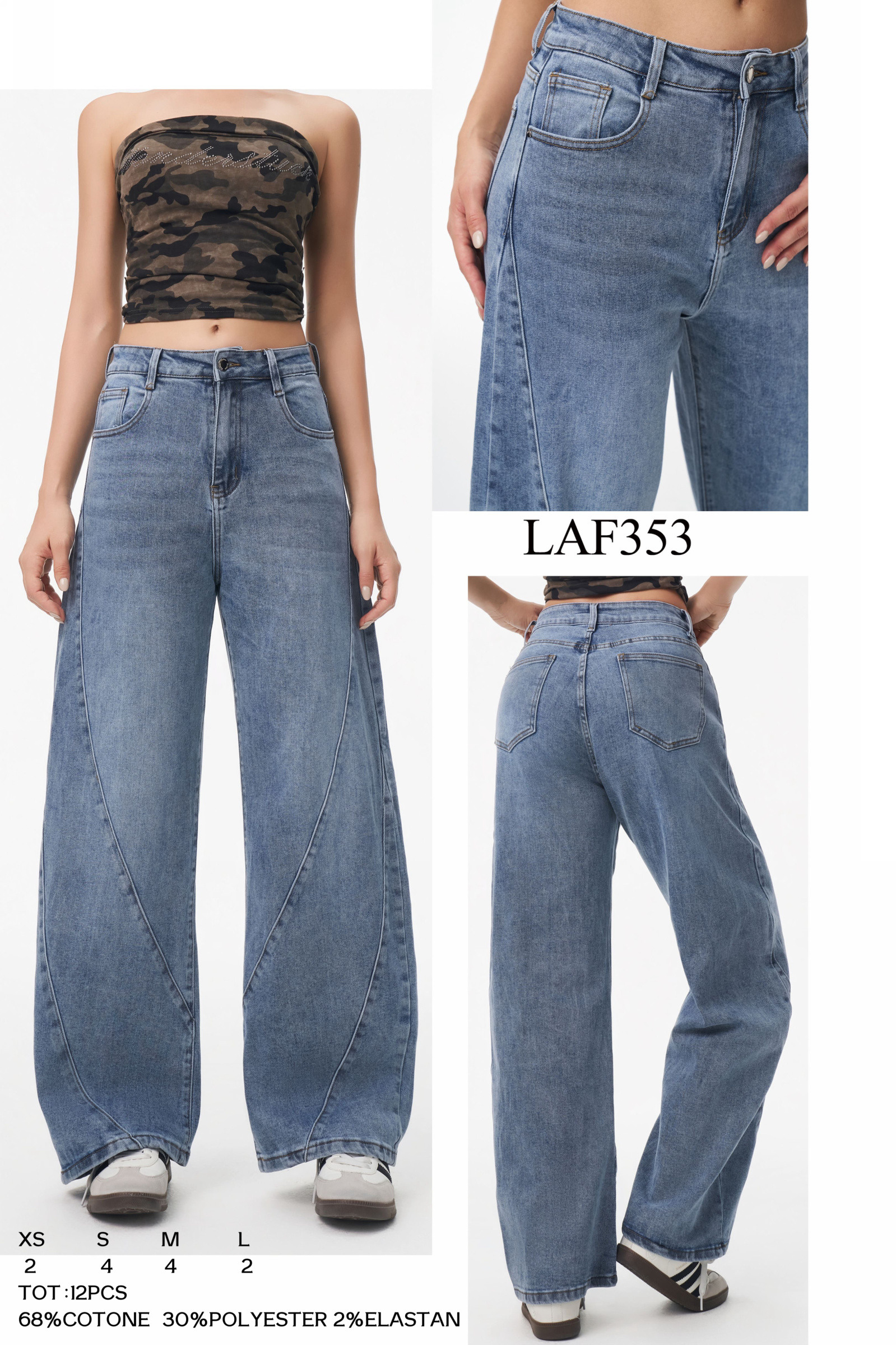 Grossiste LARA - JEANS COUPE BALLON AVEC COUTURES