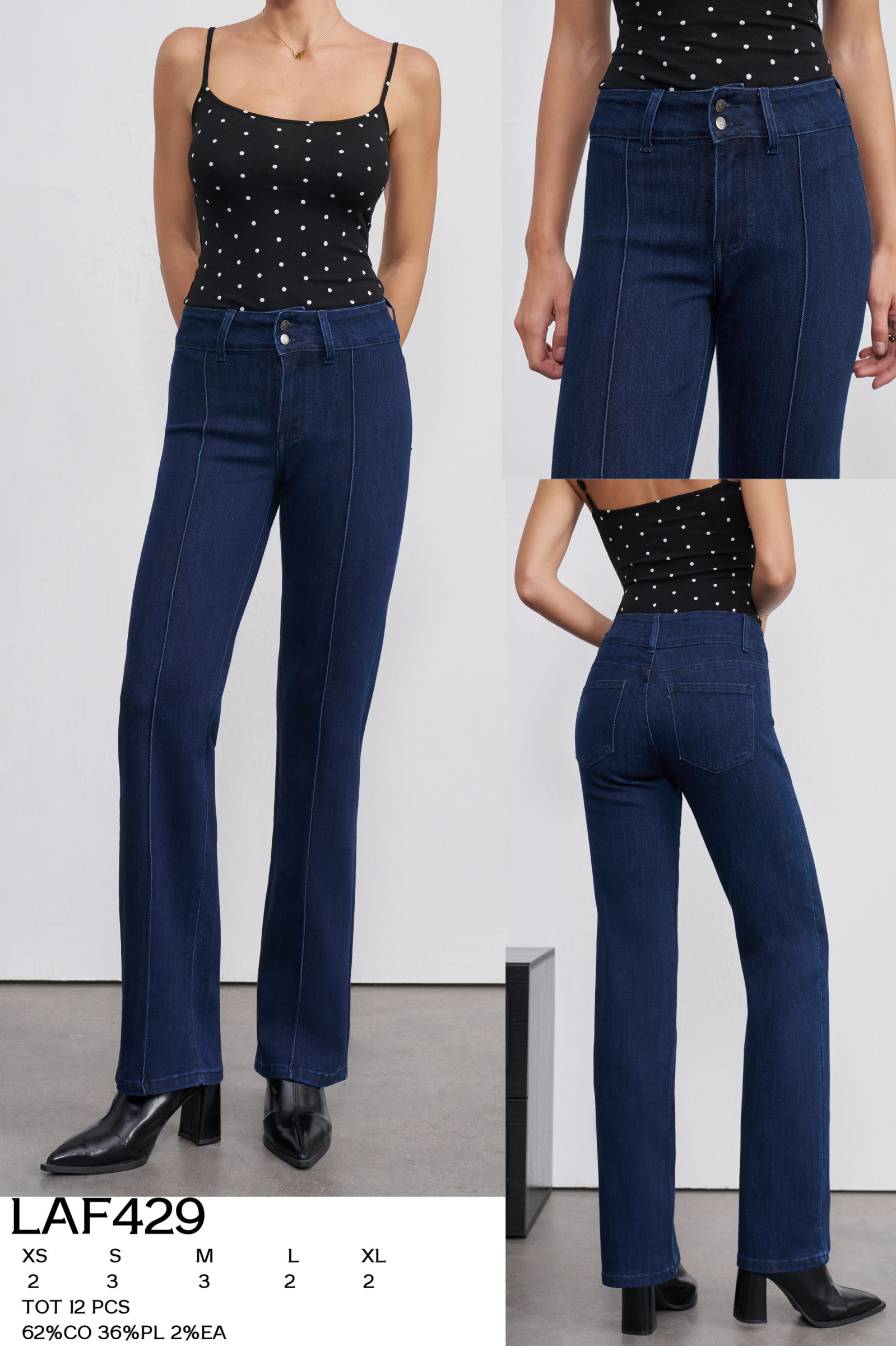 Wholesaler LARA - STRAIGHT LEG JEANS WITH FRONT SEAM