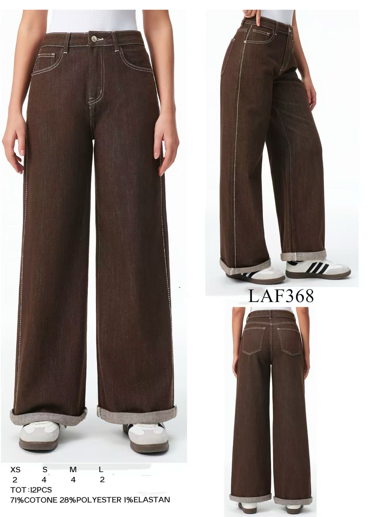 Wholesaler LARA - WIDE LEG JEANS WITH CUFF