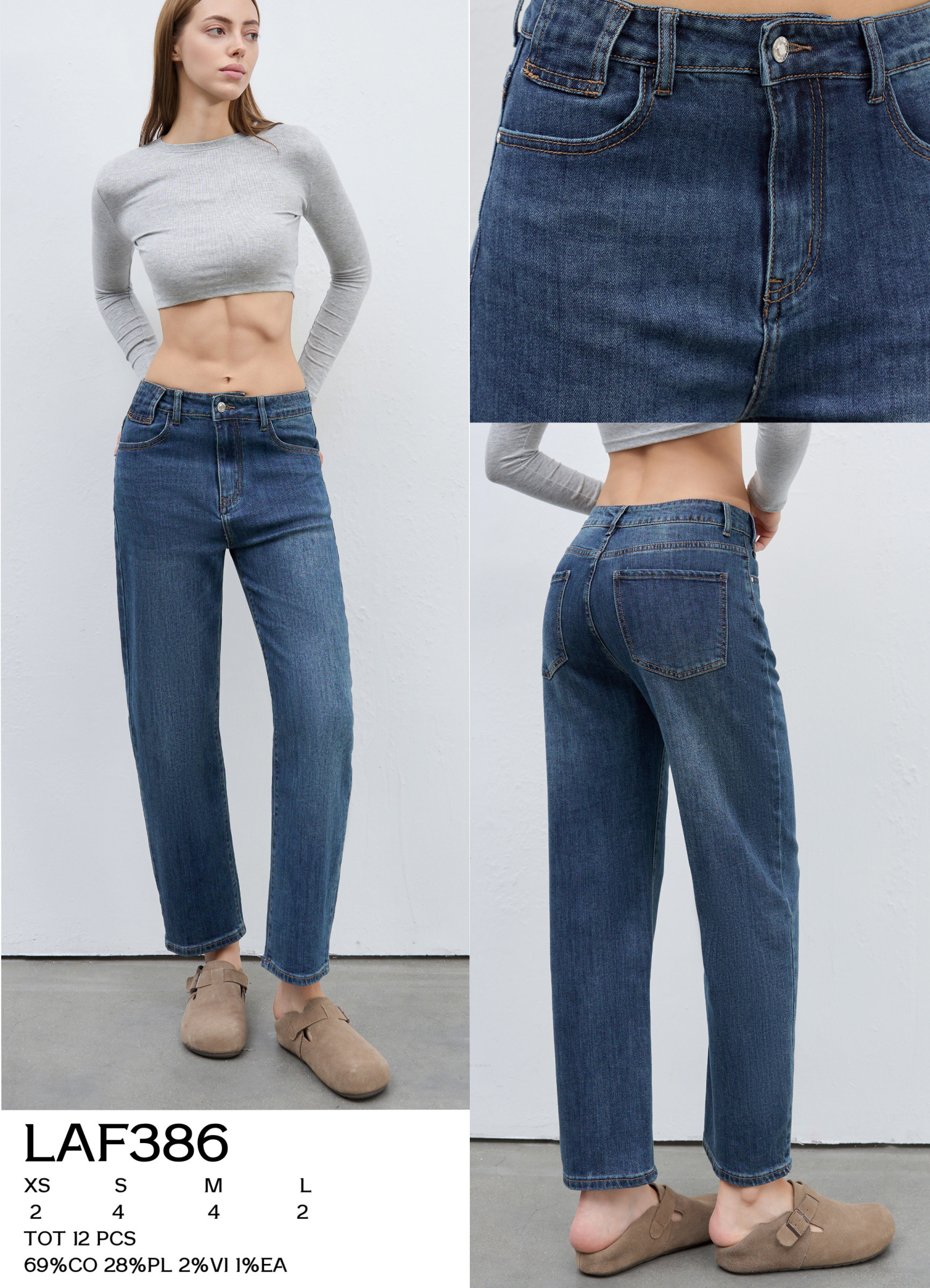 Grossiste LARA - JEANS MOM FIT CHEVILLE