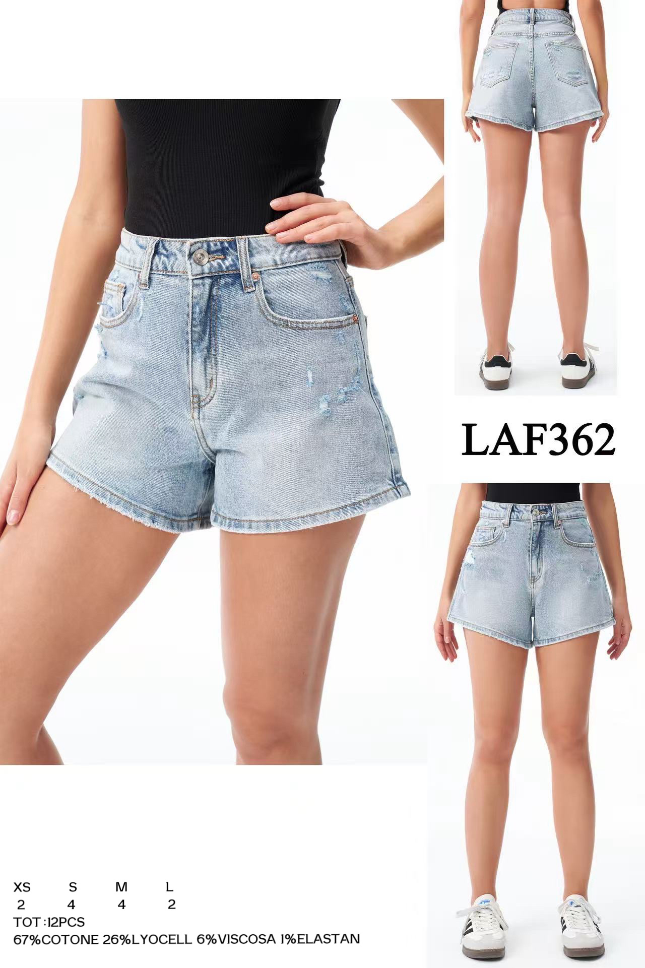 Wholesaler LARA - FRAYED DENIM SHORTS