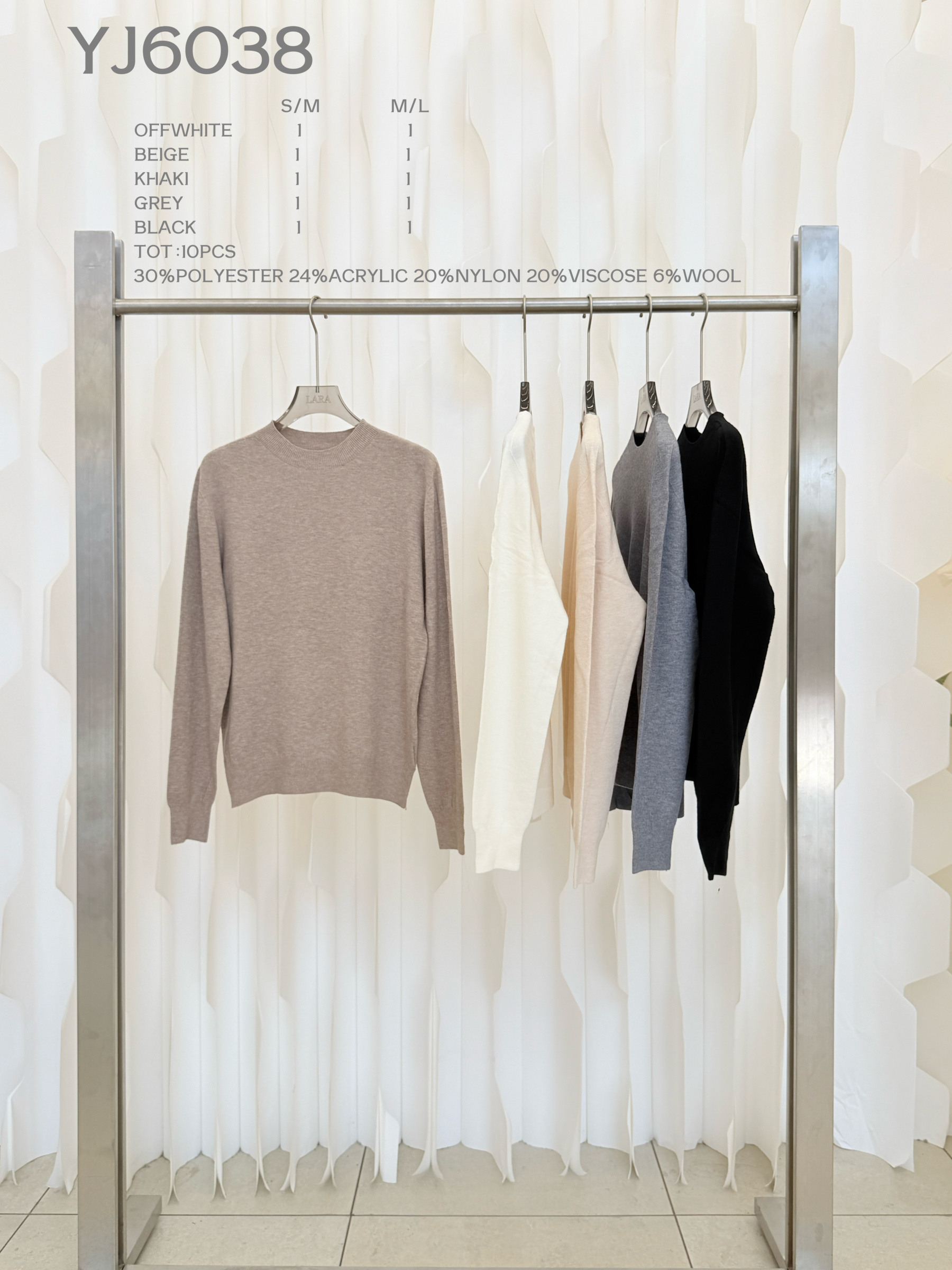 Wholesaler LARA - Long sleeve crew neck sweater