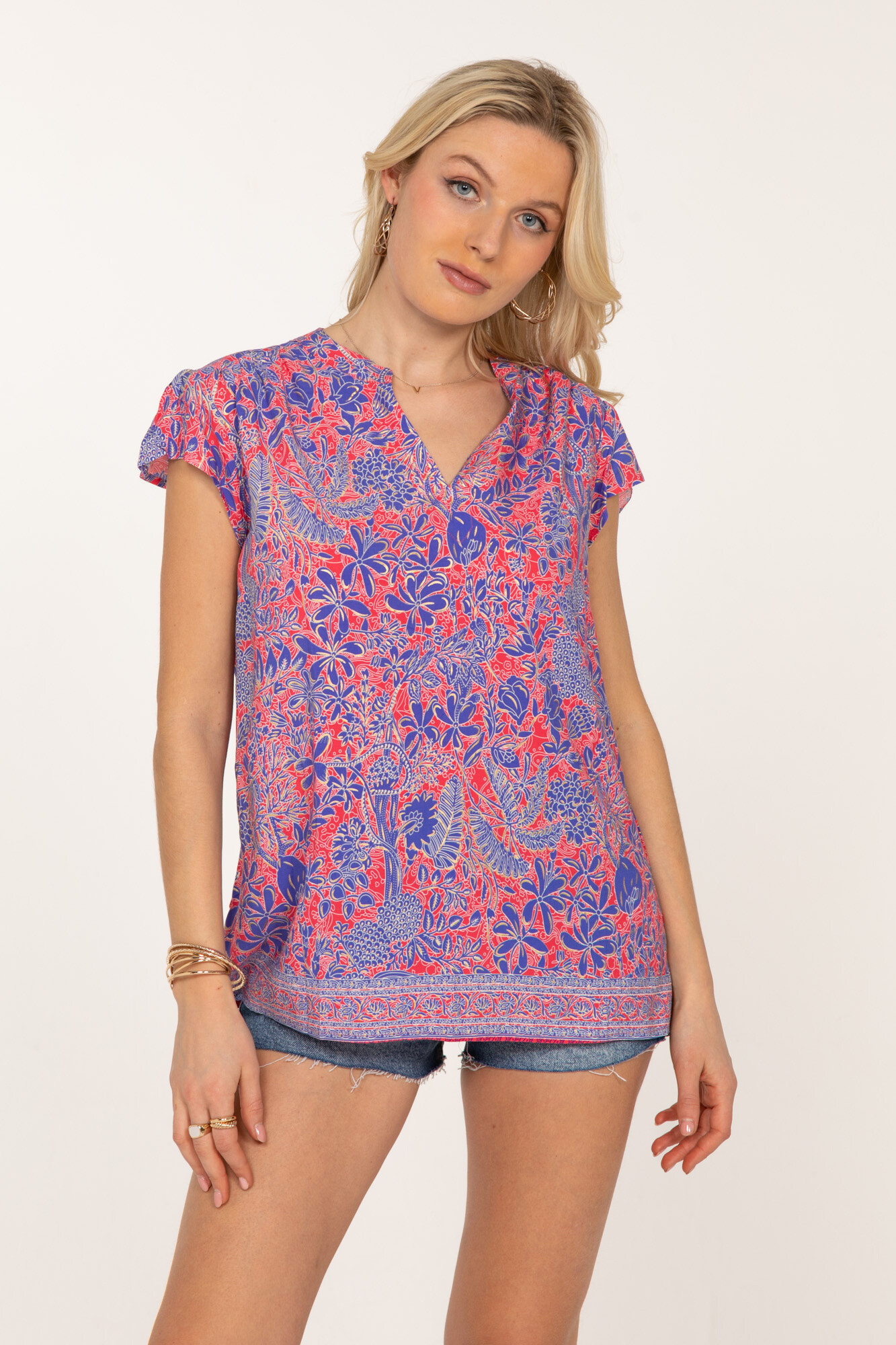 Wholesaler LAST QUEEN OUTLET - Right top to short sleeves and V -neck